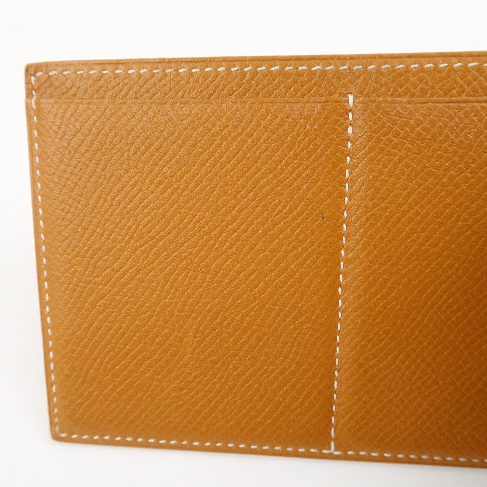 HERMES Logo Leather Passant X Stamped Flap Long Wallet Brown
