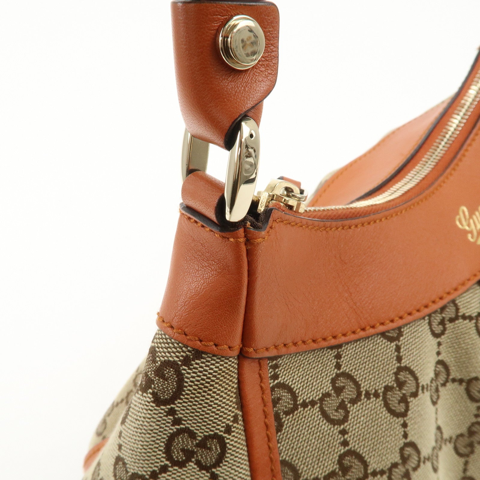 GUCCI Abbey GG Canvas Leather Shoulder Bag Hand Bag Beige 190525