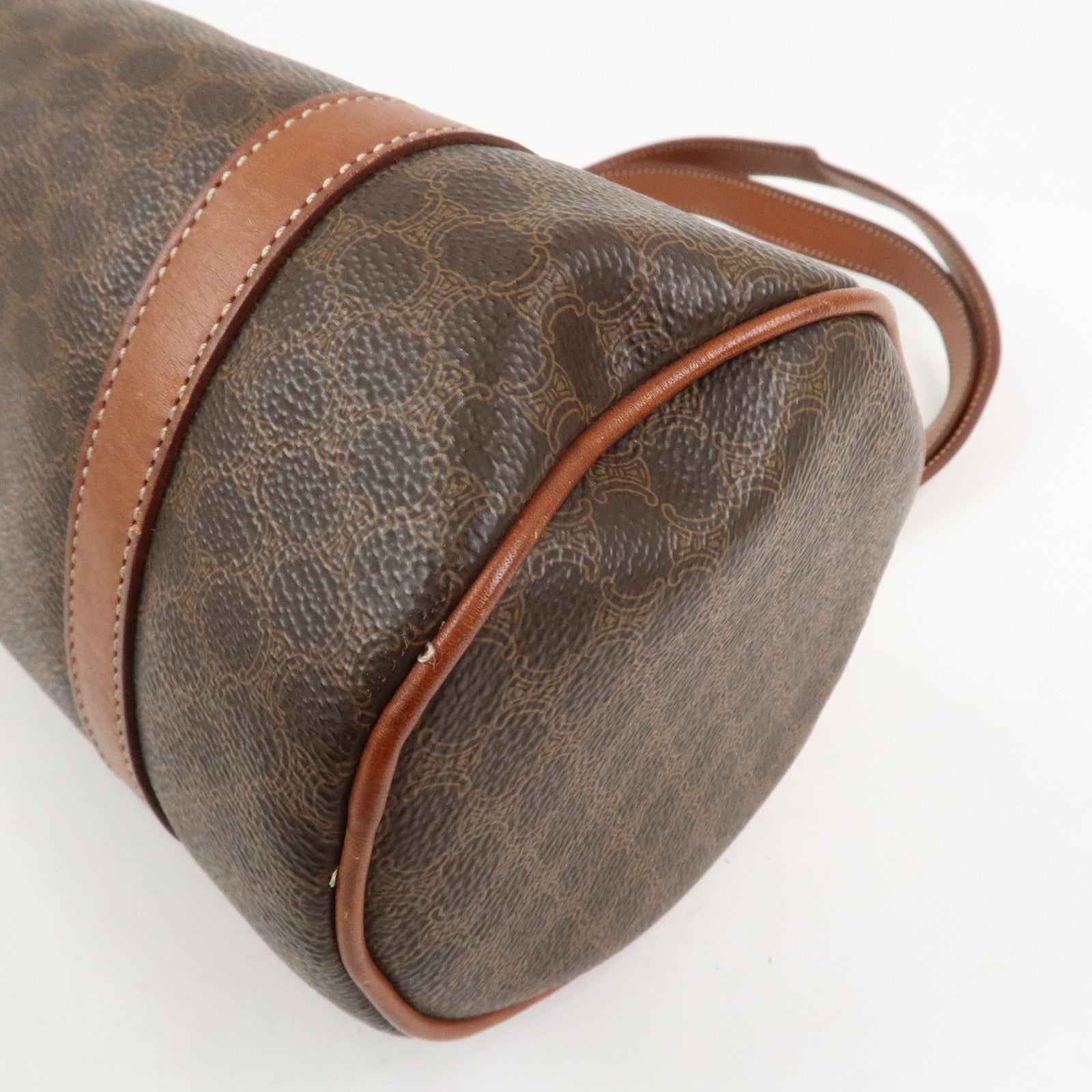 CELINE Macadam PVC Leather Hand Bag Boston Bag Brown
