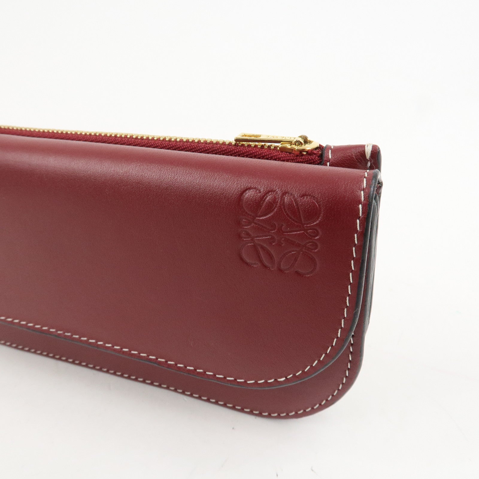 LOEWE Anagram Gate Continental Leather Long Wallet Bordeaux