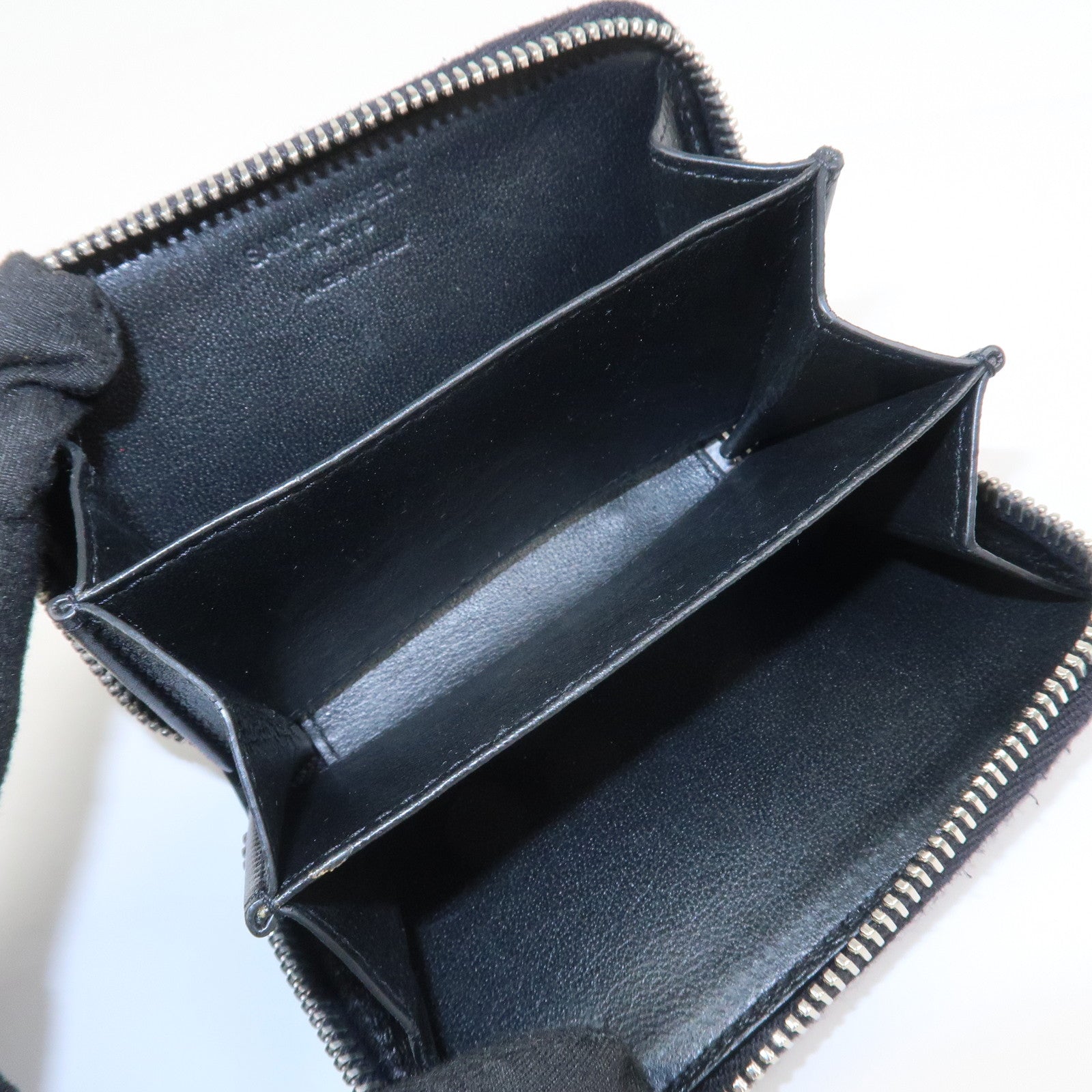 SAINT LAURENT PARIS Leather Coin Case Coin Wallet Black 506522