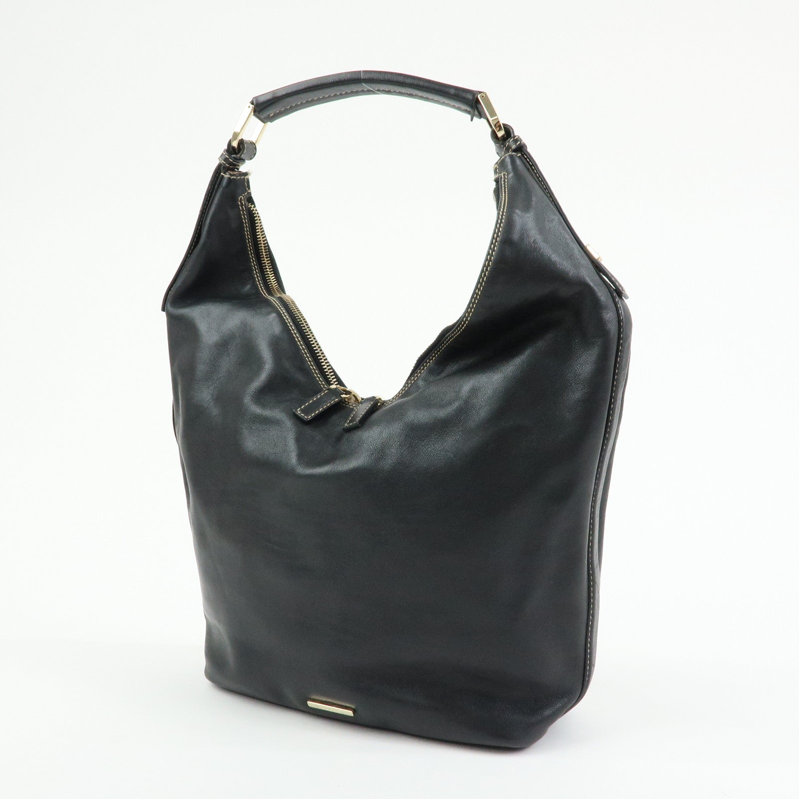 GUCCI Leather Shoulder Bag Hand Bag Black 73885