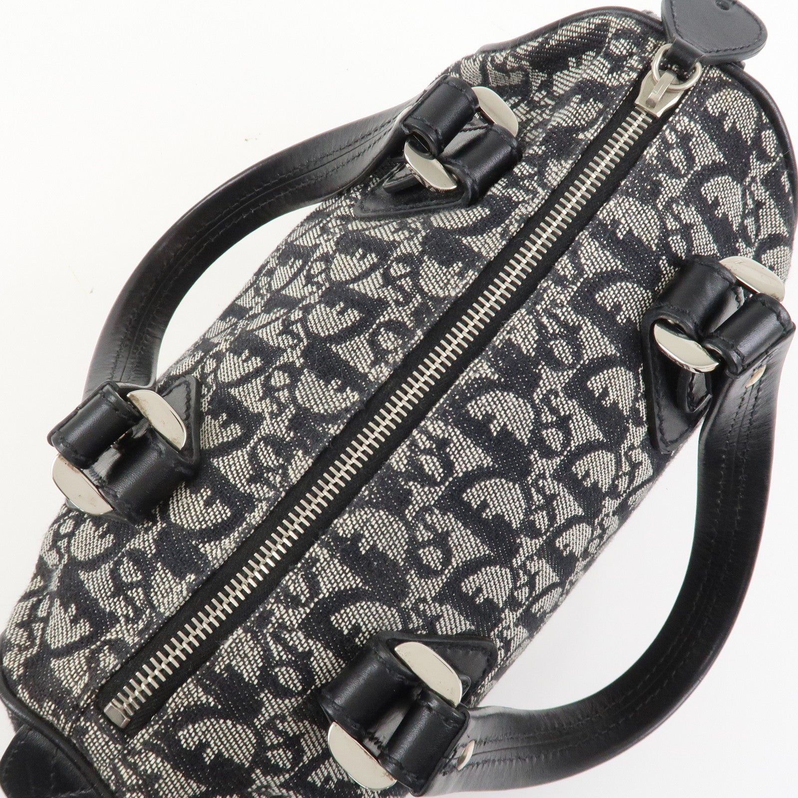 Christian Dior Trotter Canvas Leather Mini Boston Hand Bag Black
