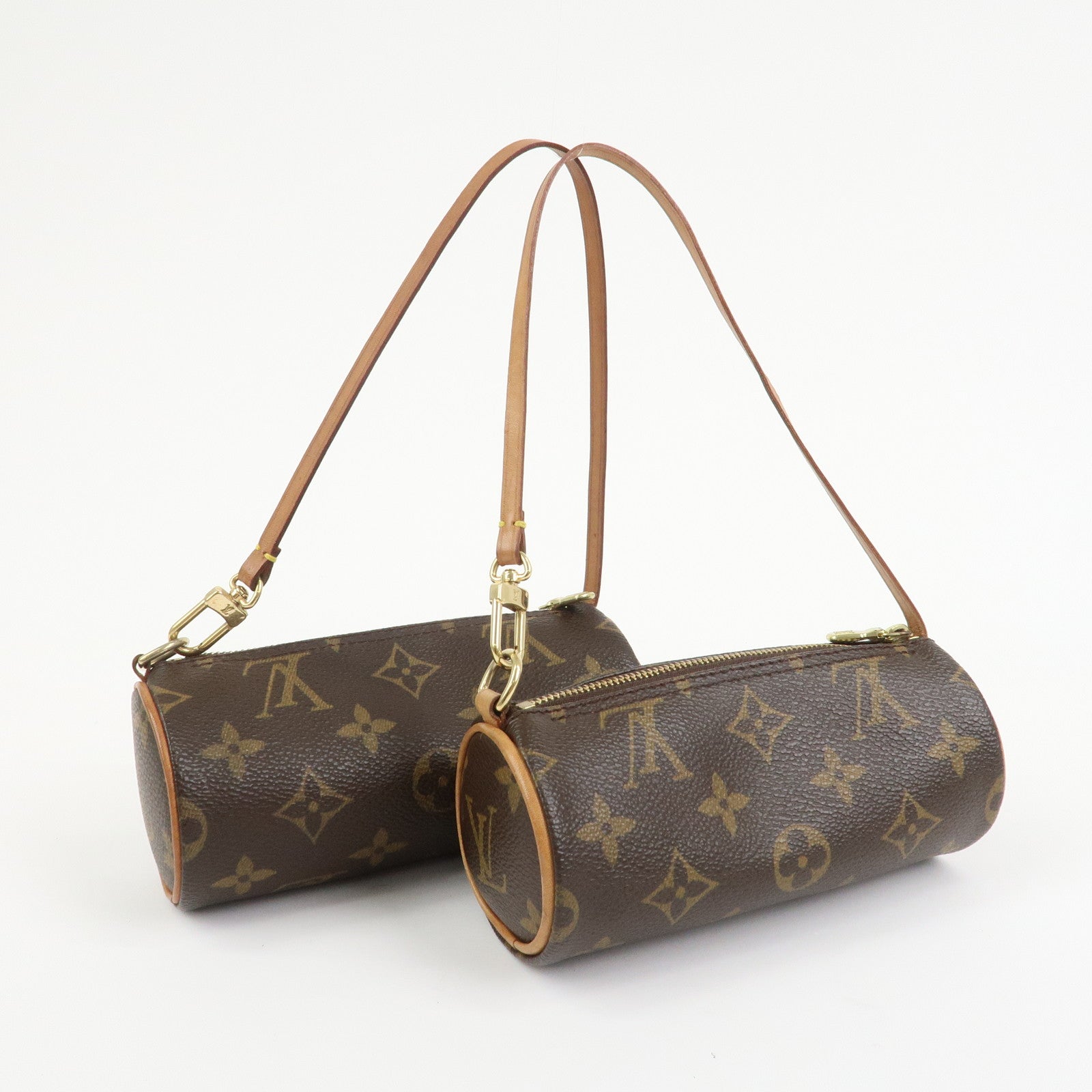 Louis Vuitton Monogram Set of 2 Mini Pouch for Papillon Bag Brown