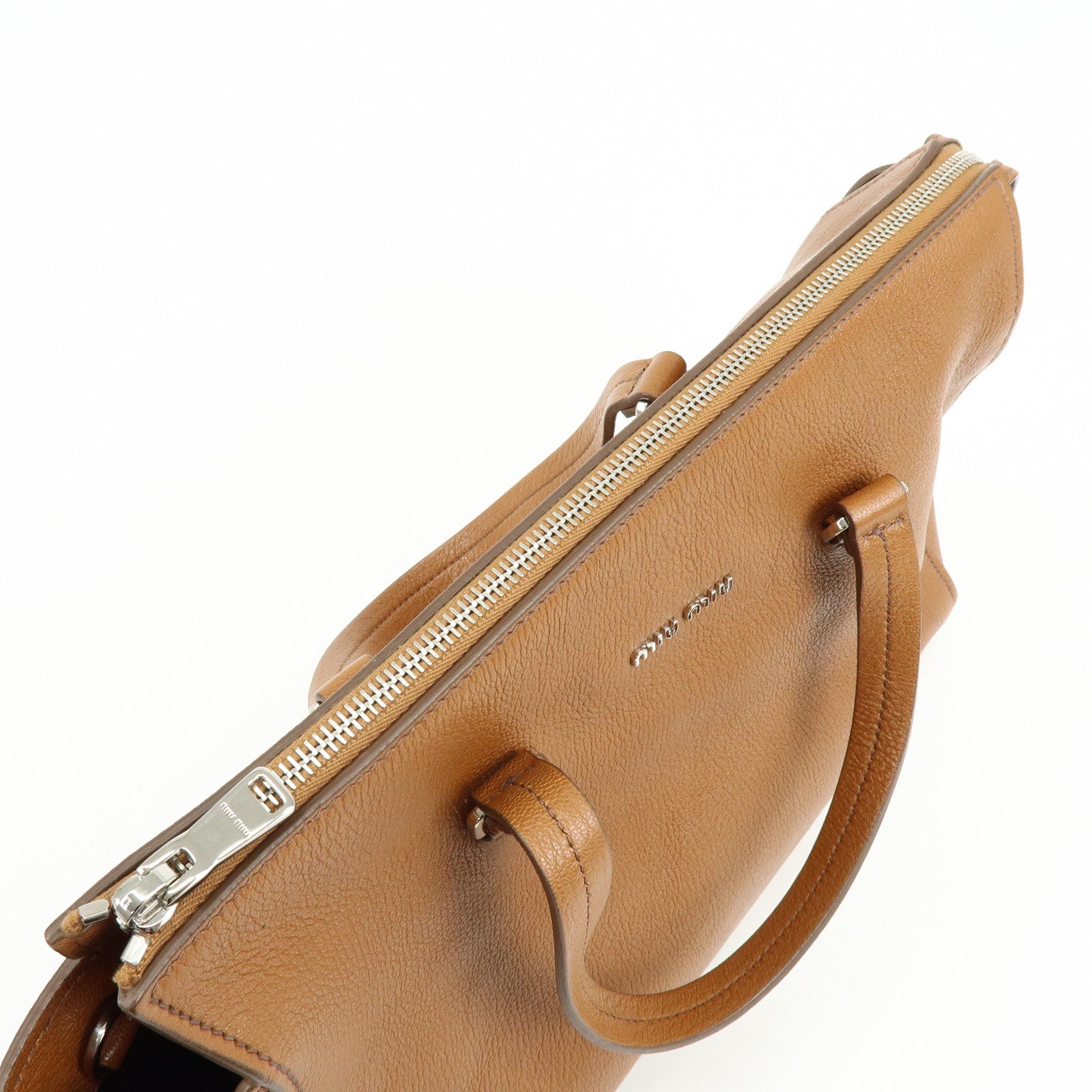 MIU MIU Madras Leather 2Way Bag Hand Bag Shoulder Bag Brown 5BB004