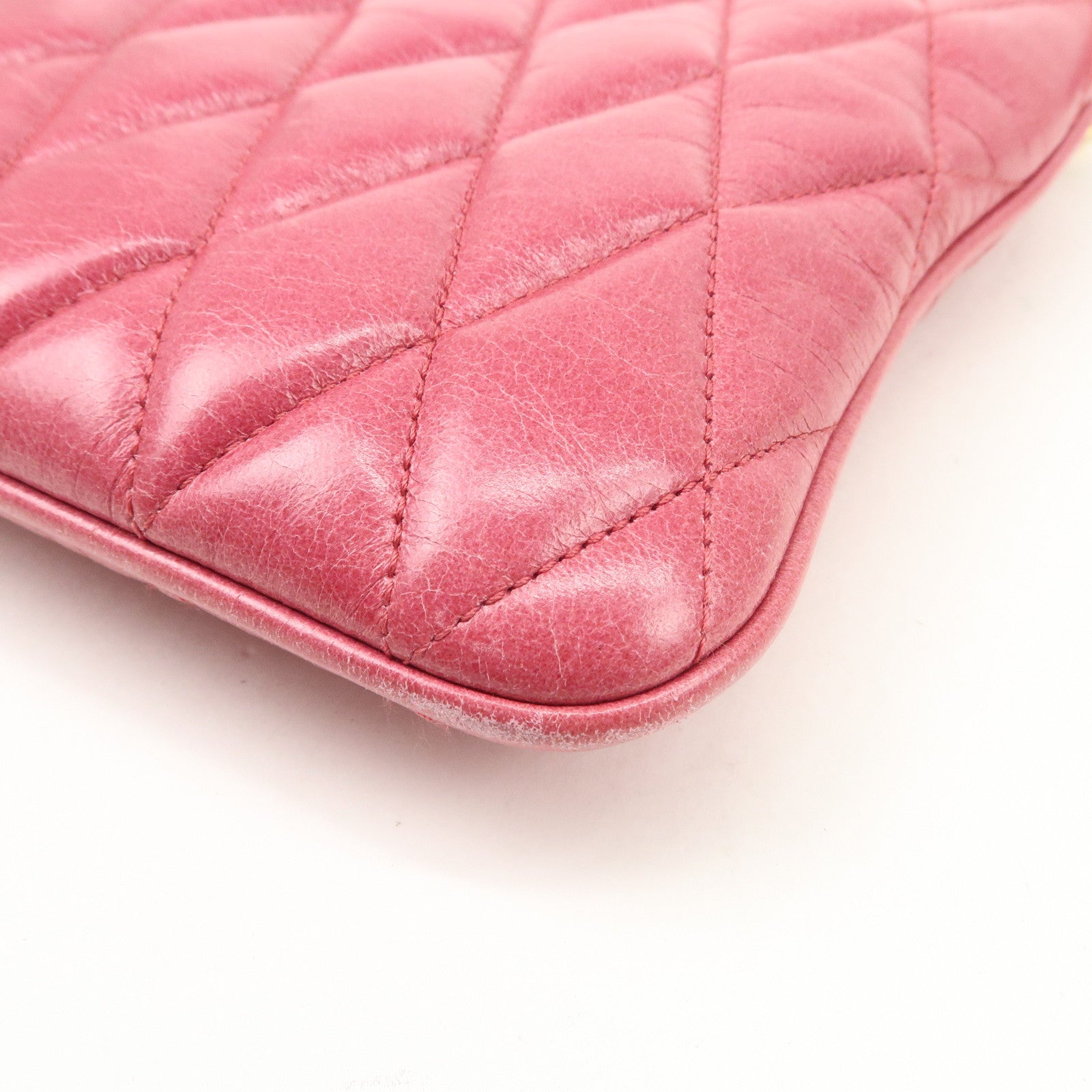 MIUMIU Leather 2Way Shoulder Crossbody Bag Clutch Bag Pink Used