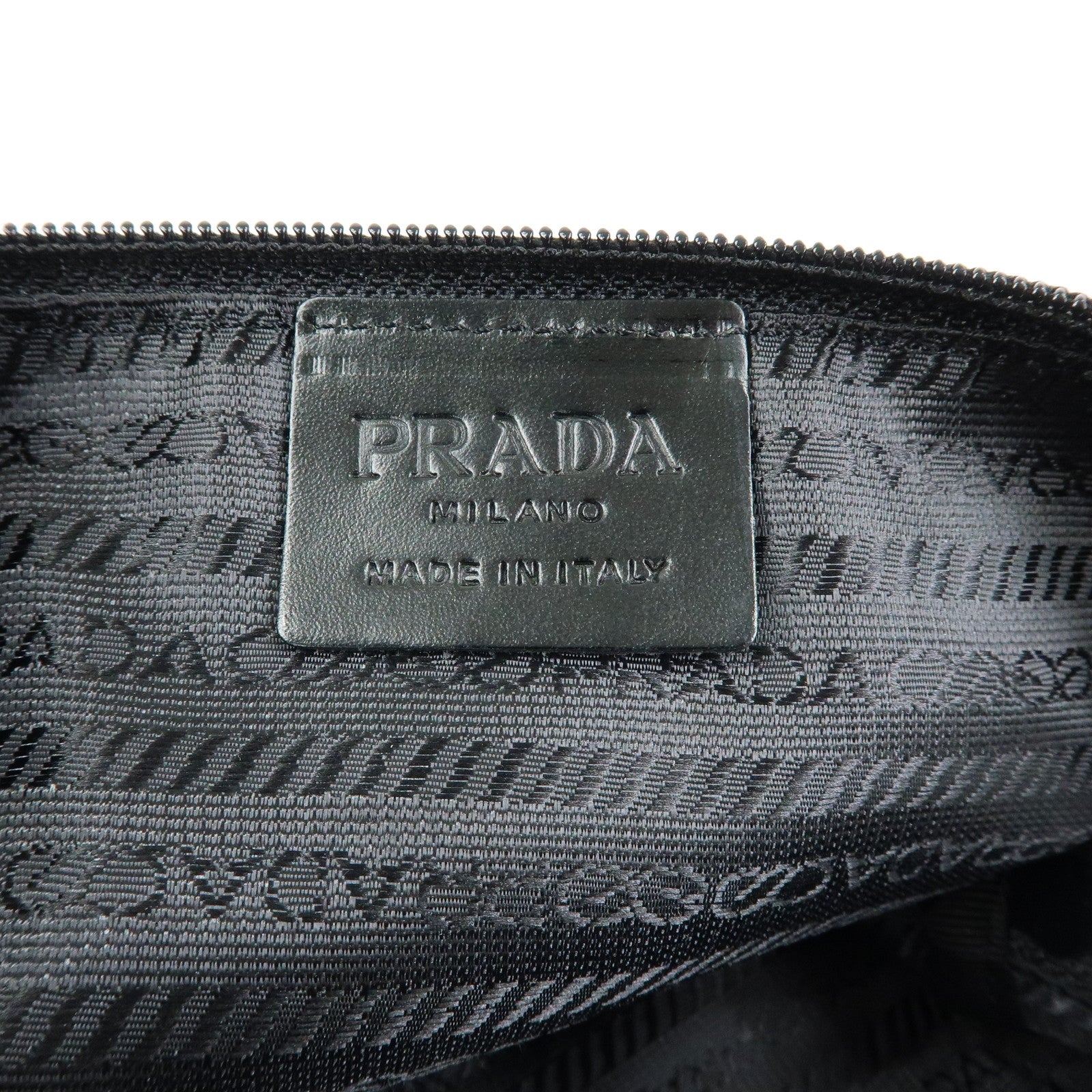 PRADA Triangle Logo Nylon Cosmetic Pouch Makeup Bag Black
