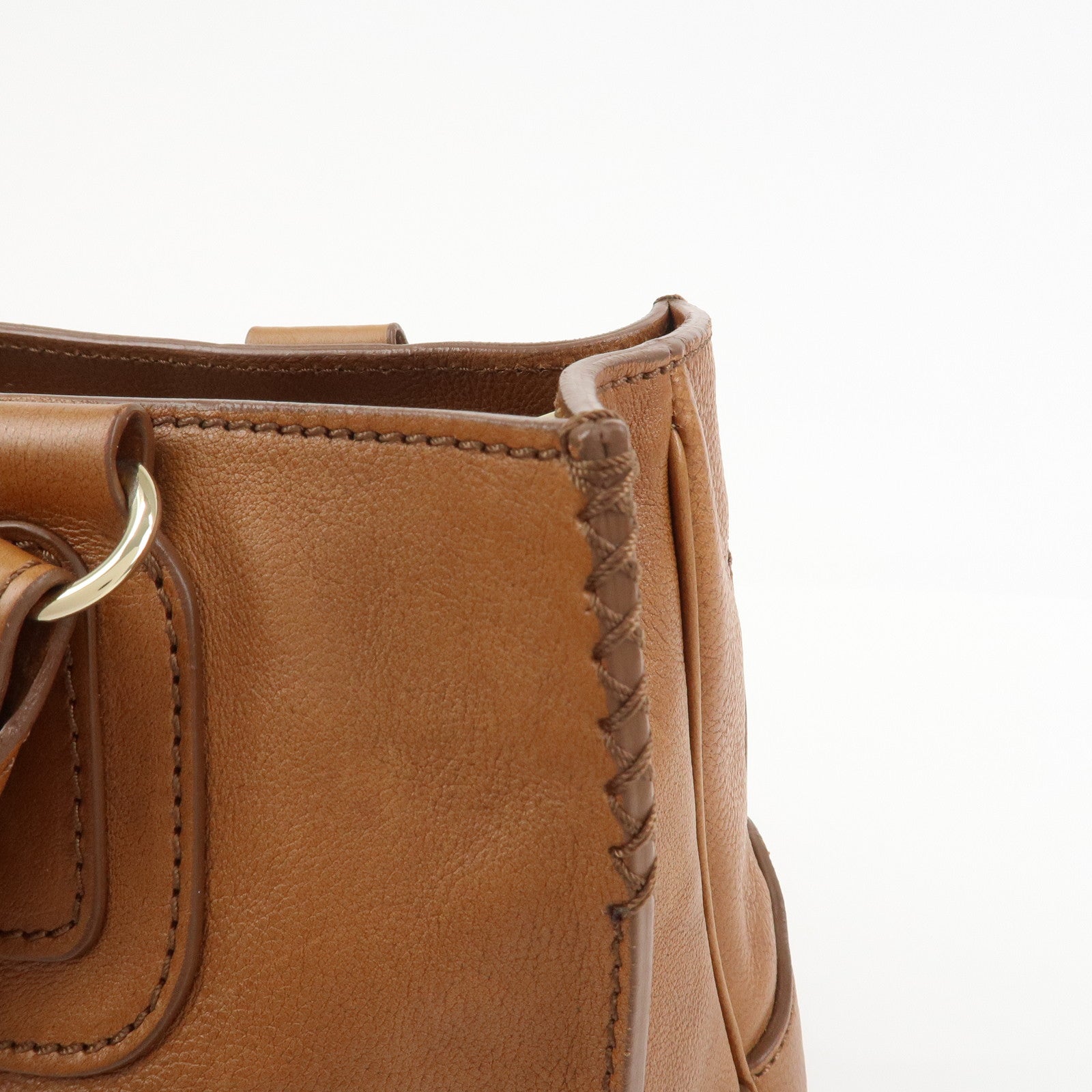 CELINE Logo Leather Boogie Bag Hand Bag Tote Bag Brown