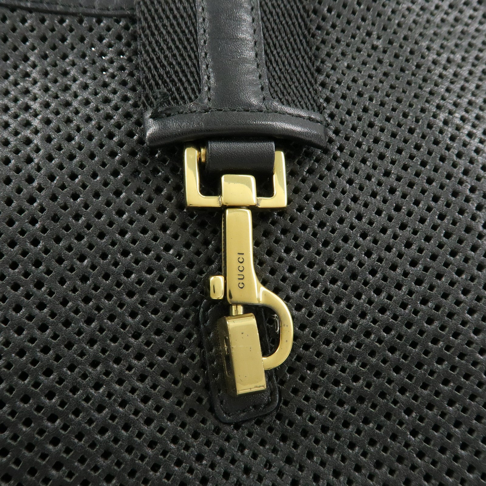 GUCCI Leather Canvas Shoulder Bag Hand Bag Black 02736