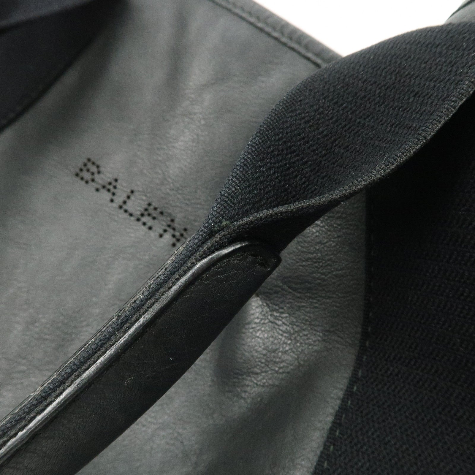 BALENCIAGA Leather Navy Cabas S Tote Bag Hand Bag Black 339933 Used