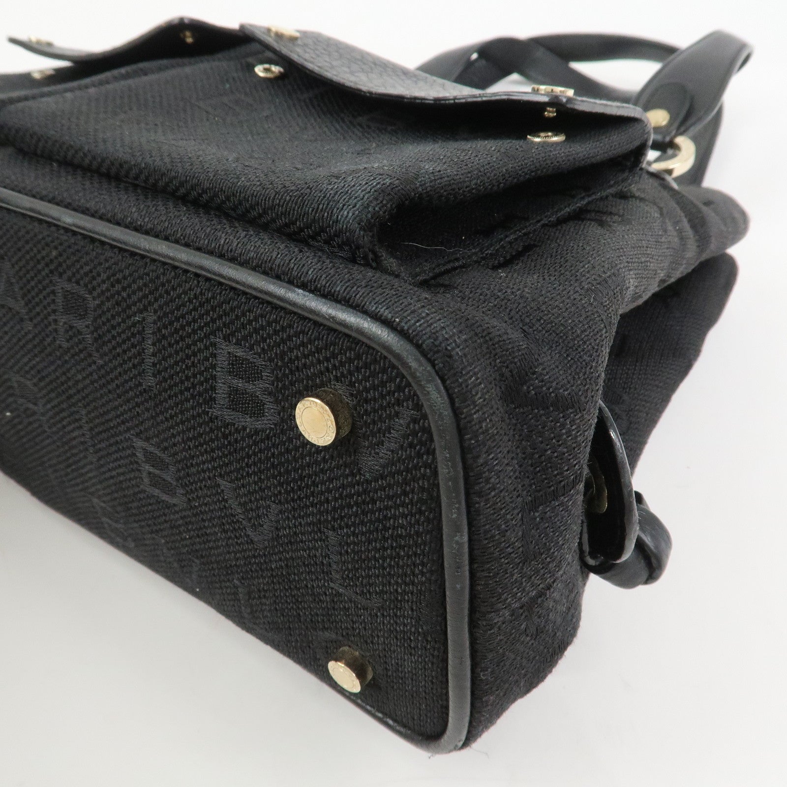 BVLGARI Logo Mania Canvas Leather 2Way Bag Shoulder Bag Black