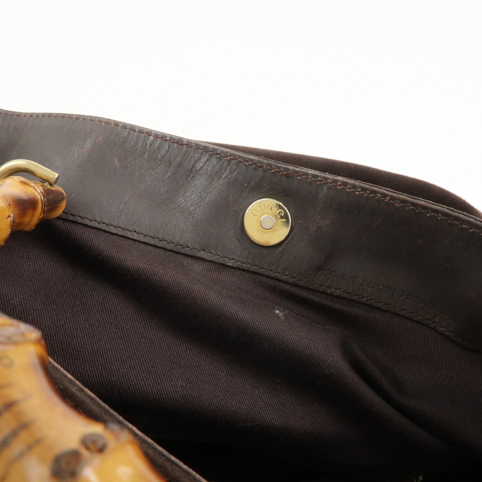 GUCCI Bamboo Suede 2WAY Bag Shoulder Bag Dark Brown 001.3754.1657