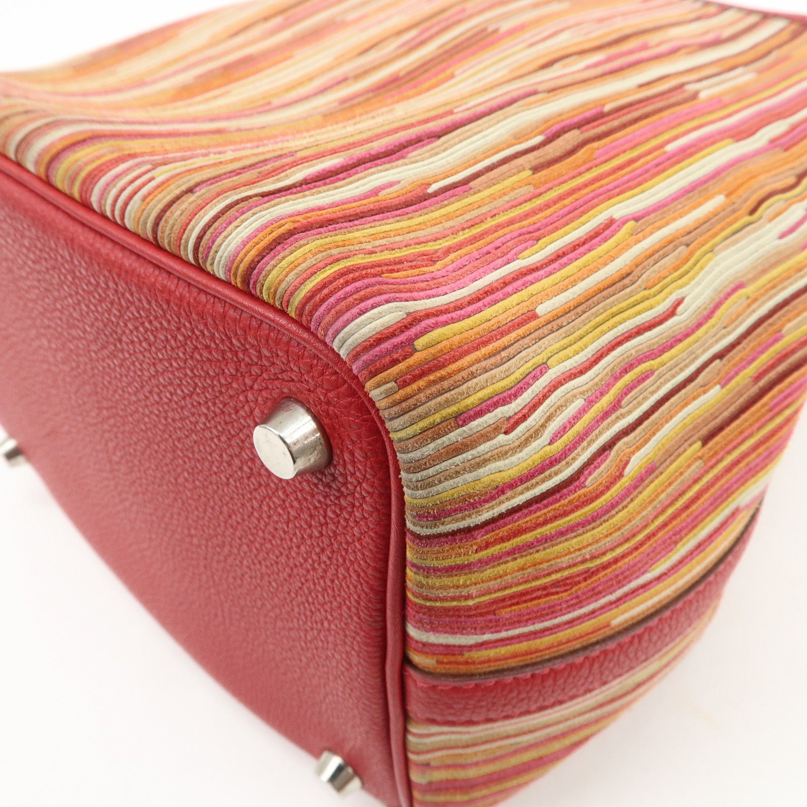 HERMES Deauville Vibrato Picotin Lock PM O Stamped Hand Bag Red