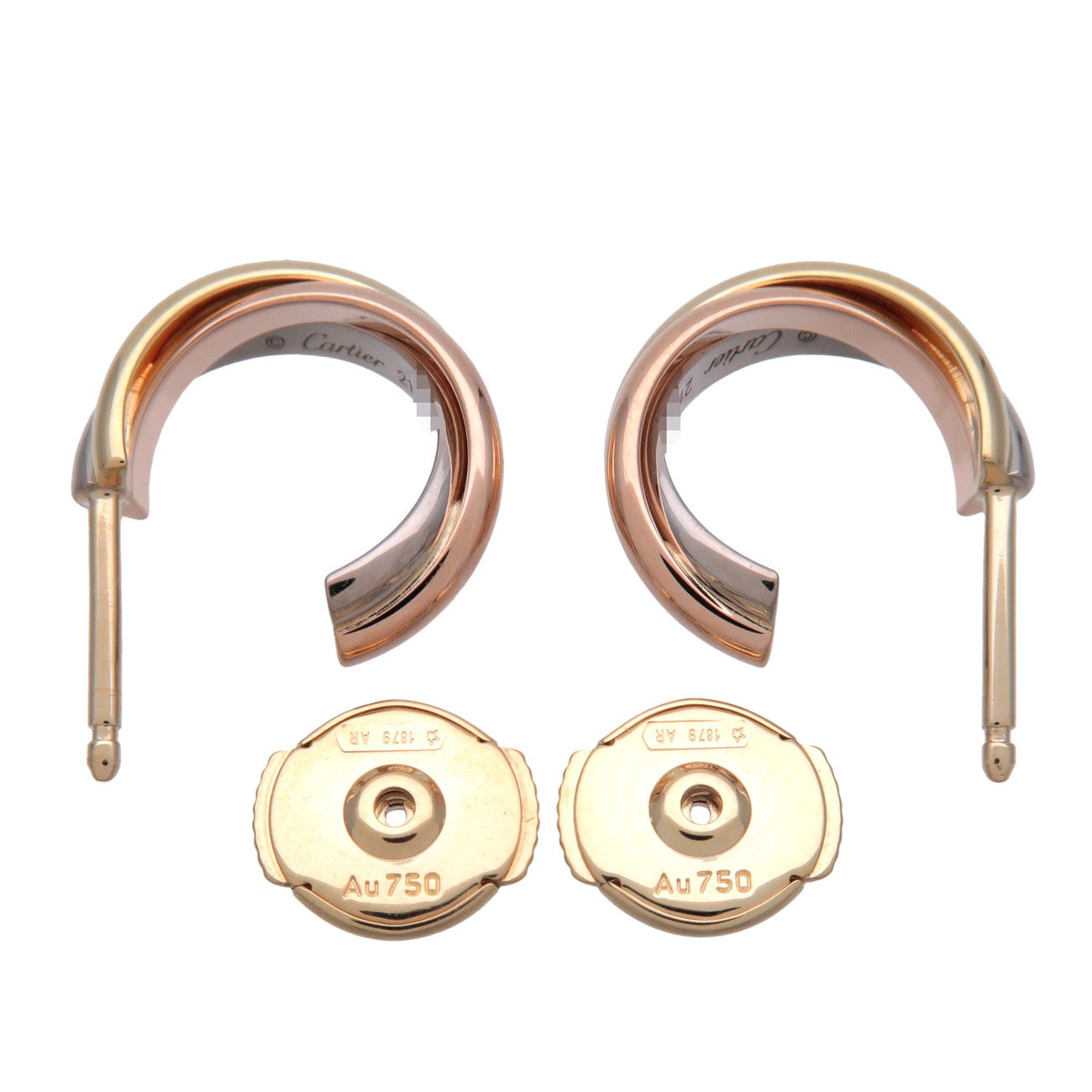 Cartier Trinity Earrings K18 750 White Gold Rose Gold Yellow Gold