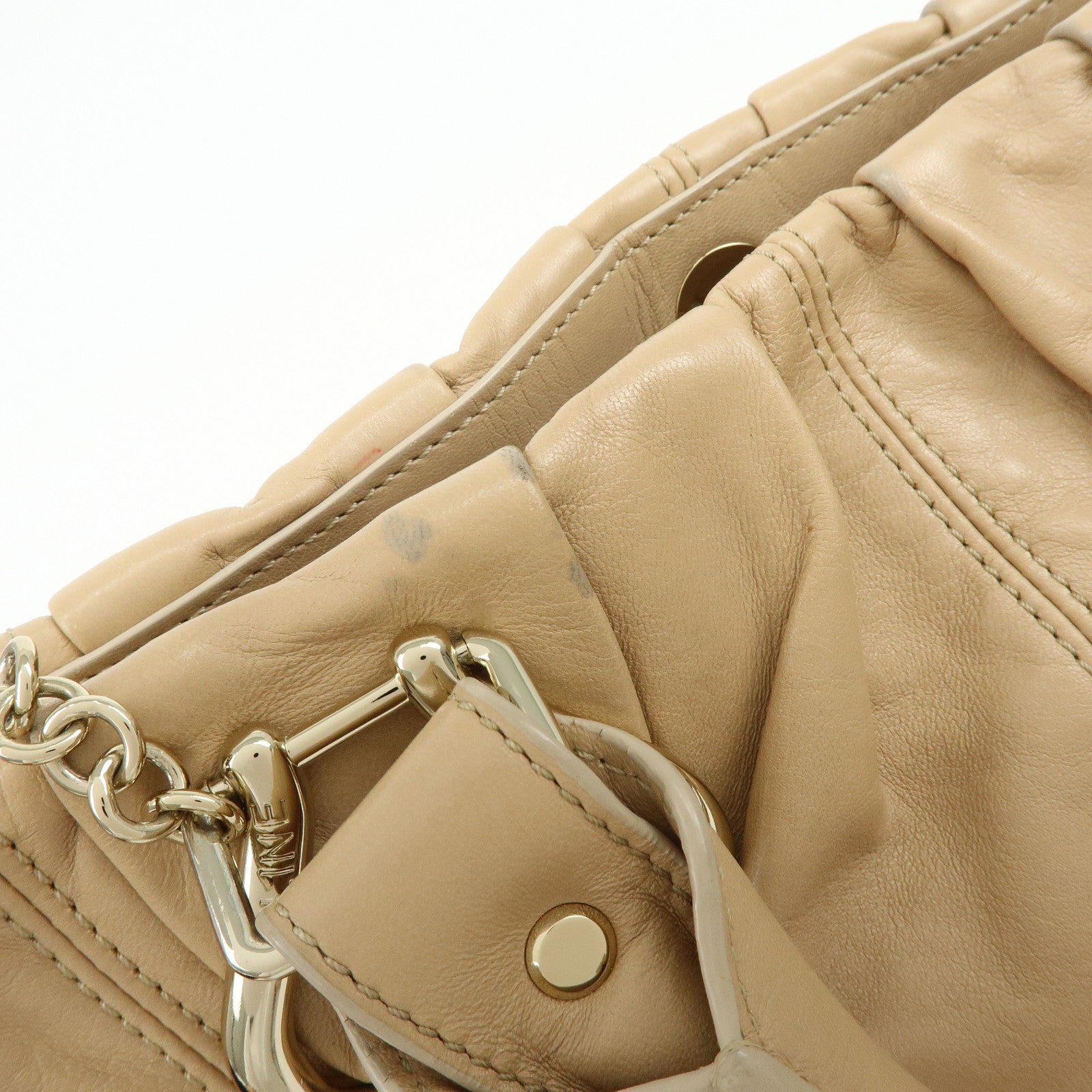 CELINE Macadam Leather 2WAY Bag Hand Bag Shoulder Bag Beige