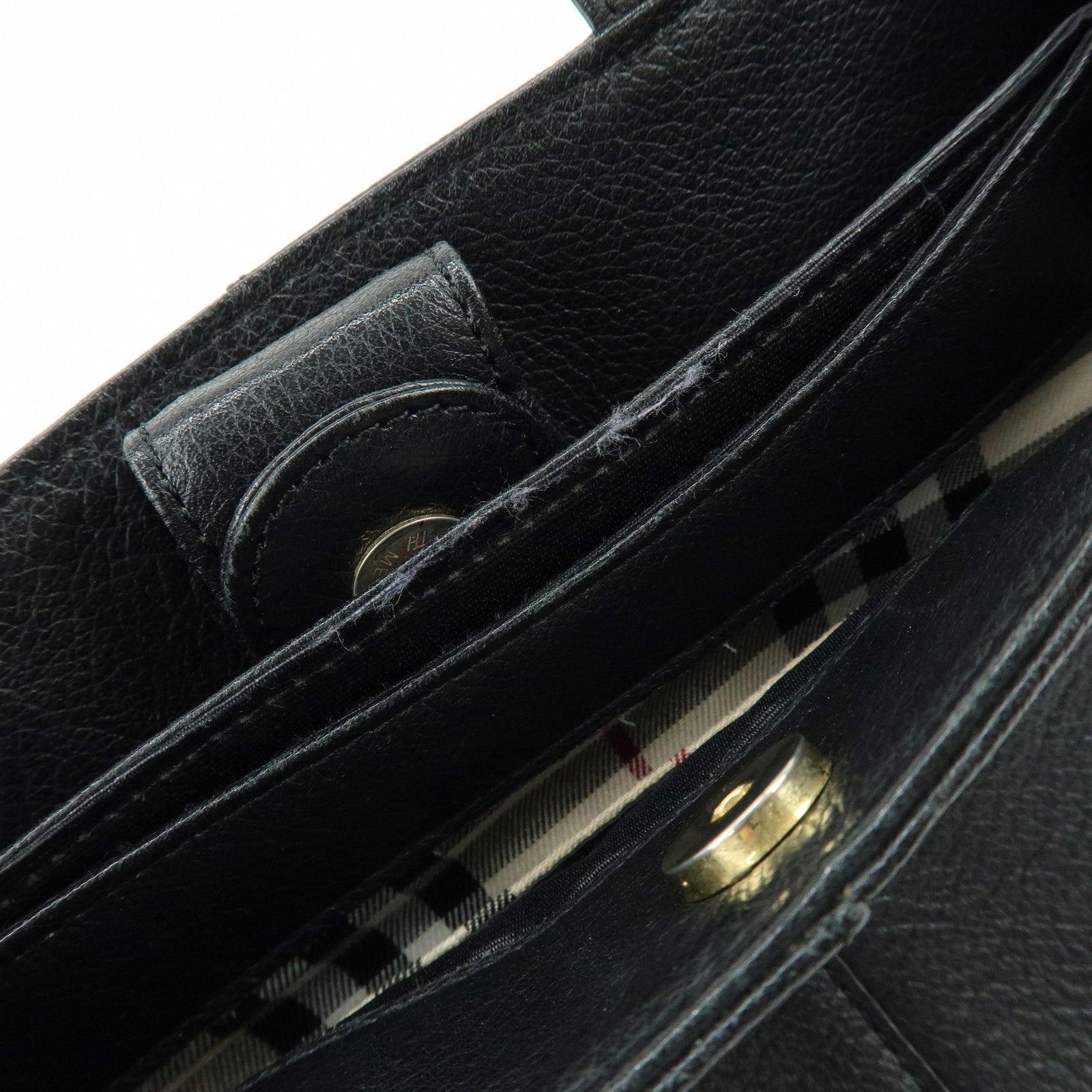 BURBERRY Logo Leather Mini Hand Bag Tote Bag Black