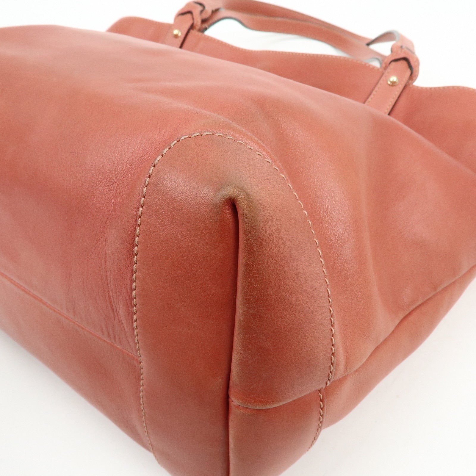 GUCCI Logo Leather Tote Bag Shoulder Bag Hand Bag Rose Pink 247209