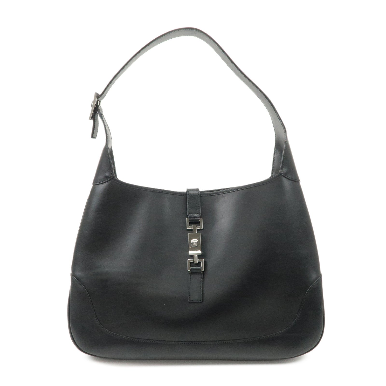 GUCCI Jackie Leather Shoulder Bag Hand Bag Black Silver Hardware 001.3346 Used