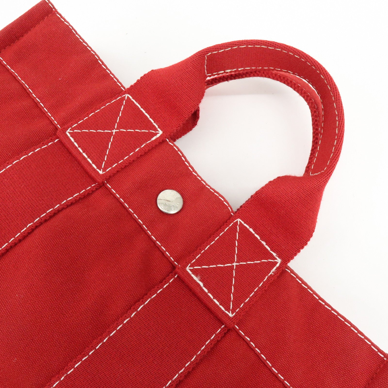 HERMES Deauville PM Canvas Hand Bag Tote Bag Red