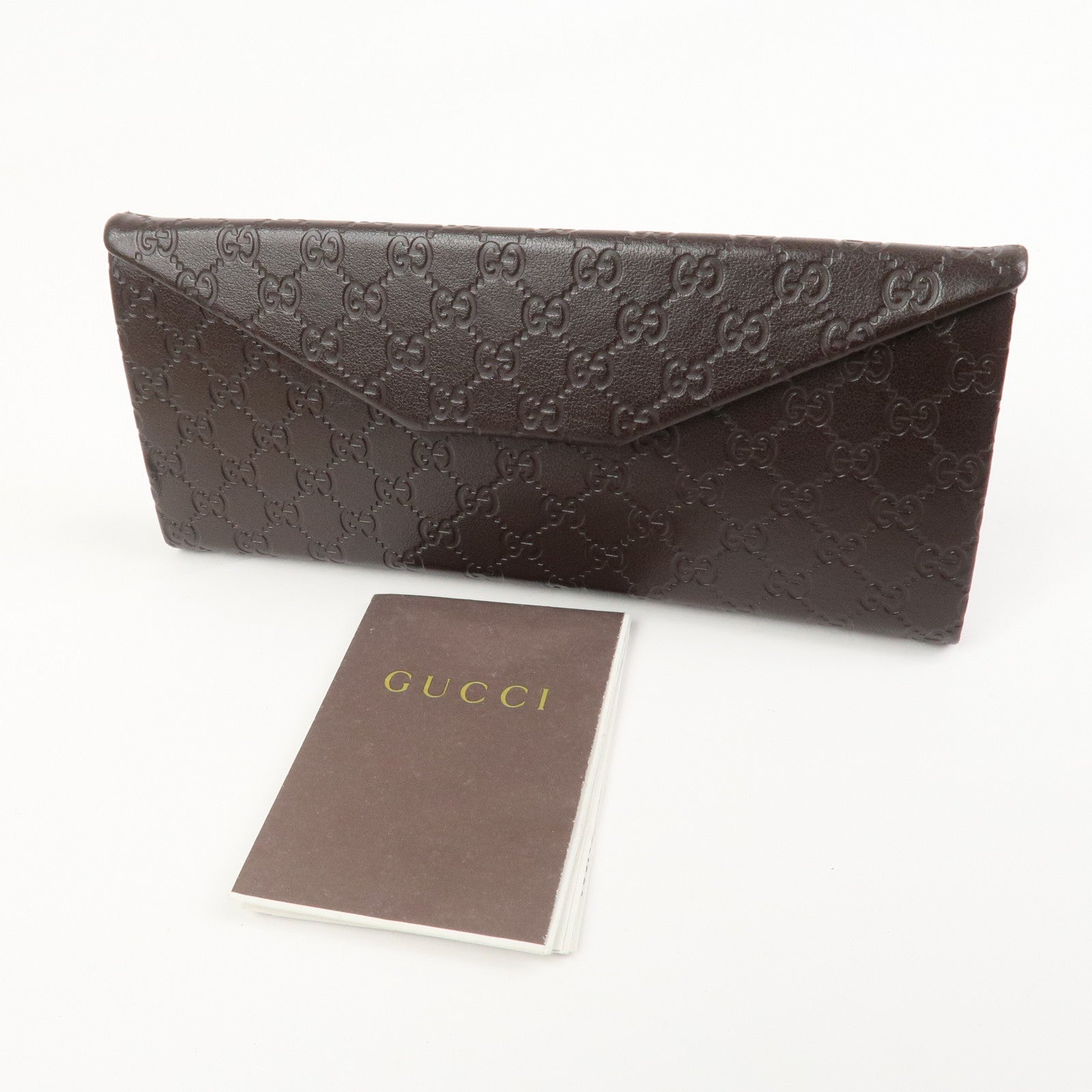 GUCCI Micro Guccissima Leather Glasses Case Dark Brown