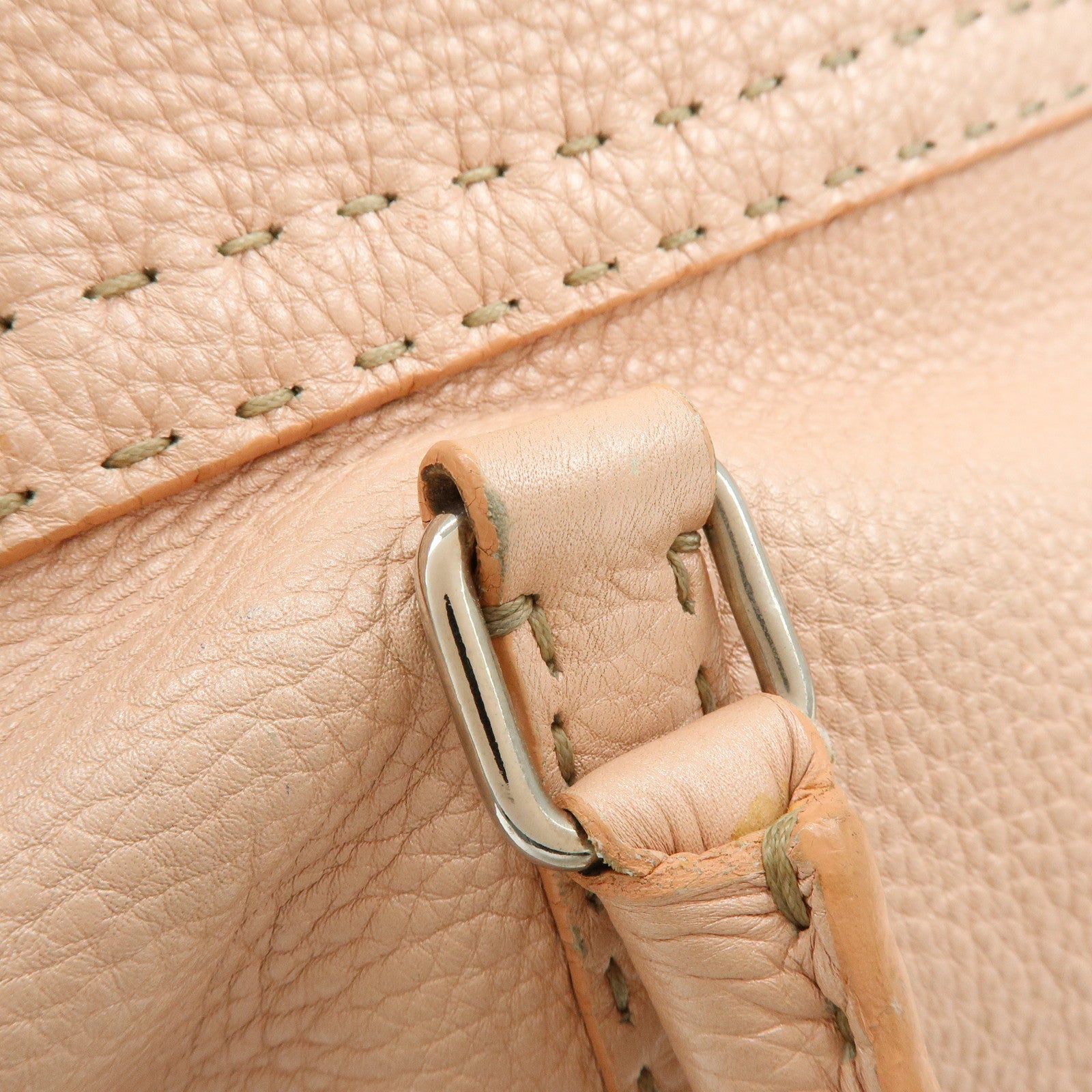 FENDI Selleria Leather Hand Bag Shoulder Bag Pink 8BR458