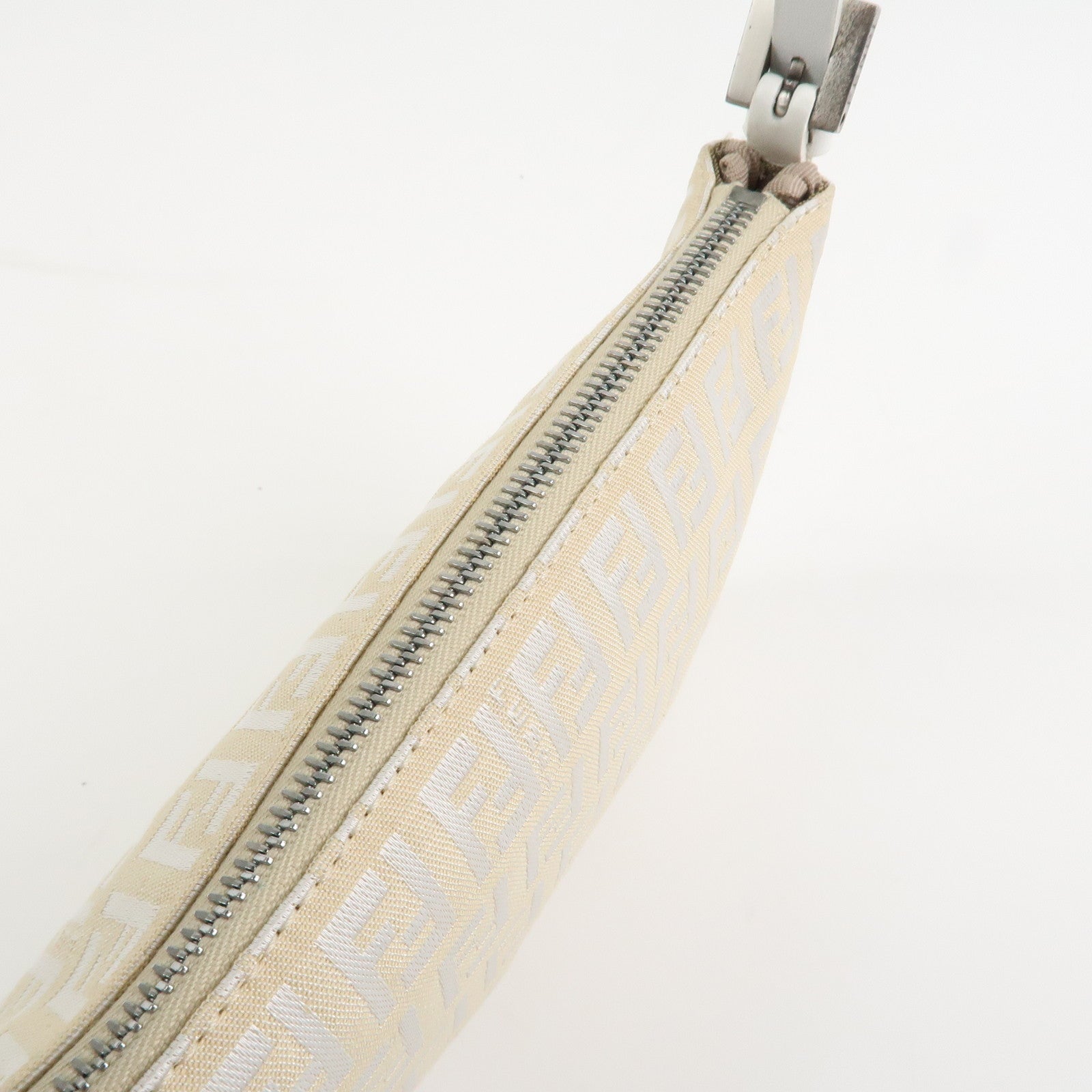 FENDI Zucchino Canvas Leather Accessory Pouch Shoulder Bag 8BR133