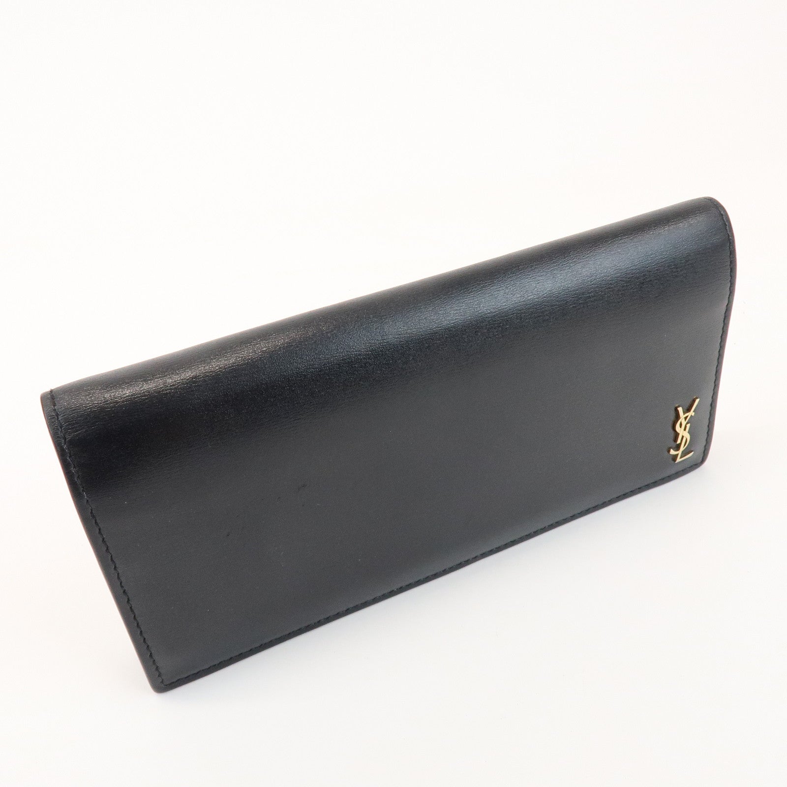 SAINT LAURENT PARIS Cassandra Leather SA Long Wallet Black 635542