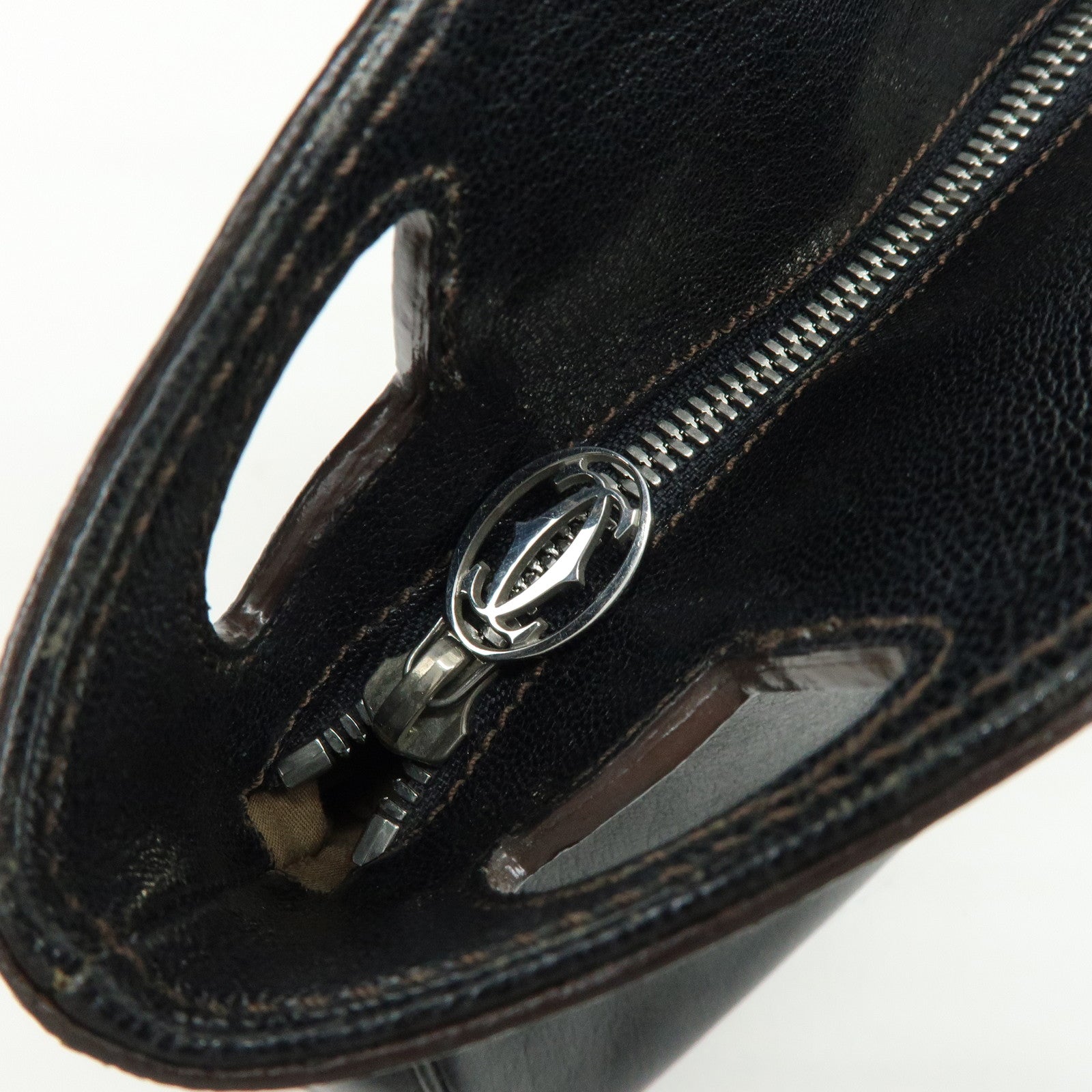 Cartier Marcello de Cartier Leather Hand Bag Tote Bag Black