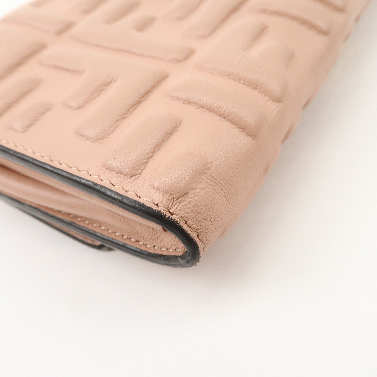 FENDI Zucca Baguette Continental Long Wallet Pink 8M0251 Used