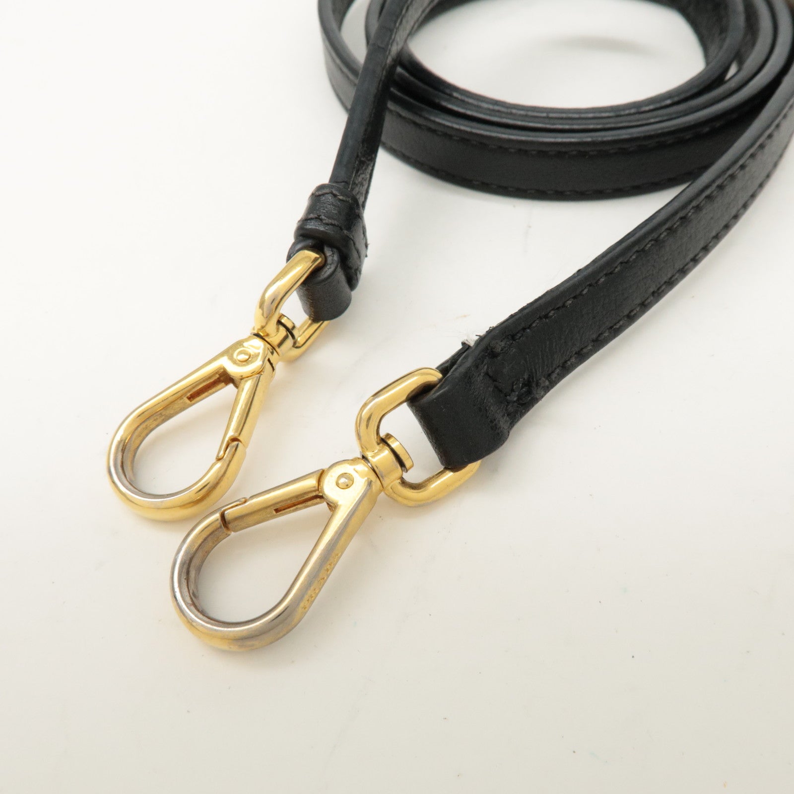 PRADA Leather 2Way Bag Shoulder Hand Bag Black Gold Used