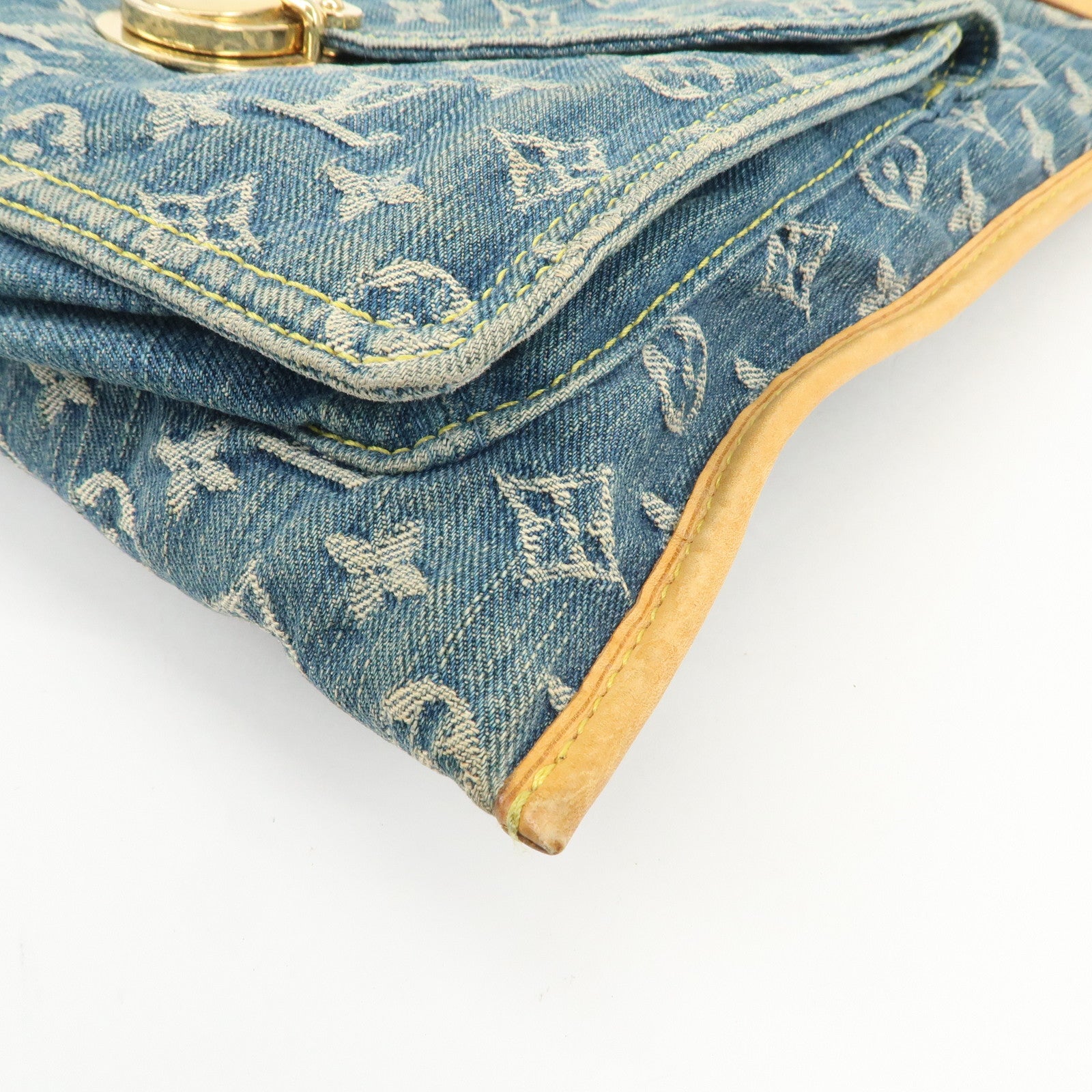 Louis Vuitton Monogram Denim Flat Shopper Tote Bag Blue M95018