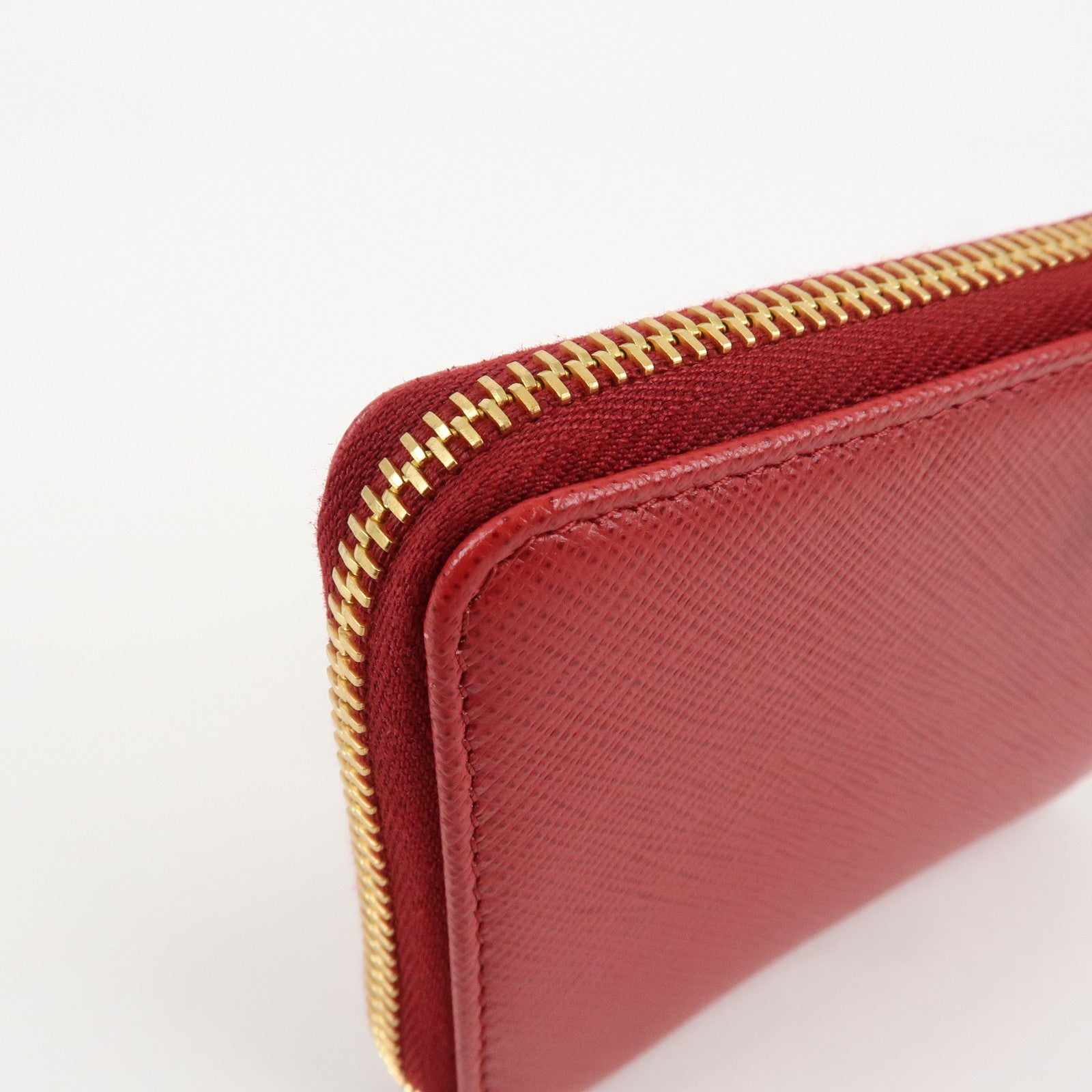 PRADA Leather Zippy Coin Case Red Gold Hardware 1ML025 Used