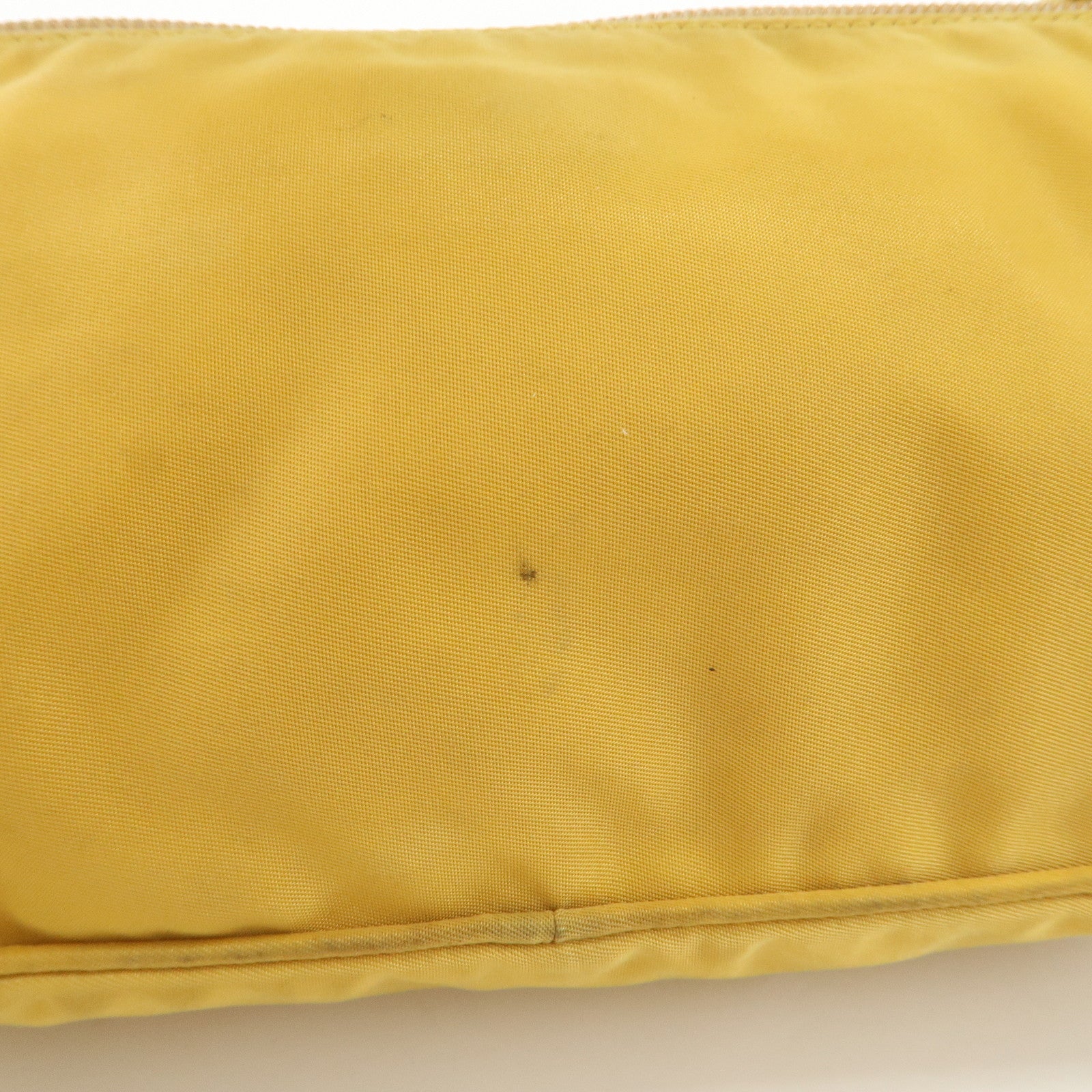 PRADA Triangle Logo Nylon Pouch Shoulder Bag Hand Bag Yellow Used