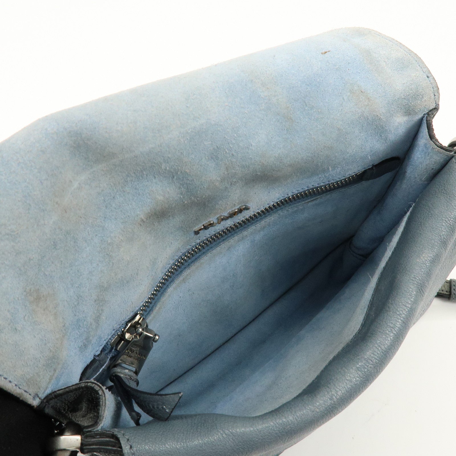 PRADA Etiquette Leather 2Way Bag Shoulder Bag Clutch Bag Gray