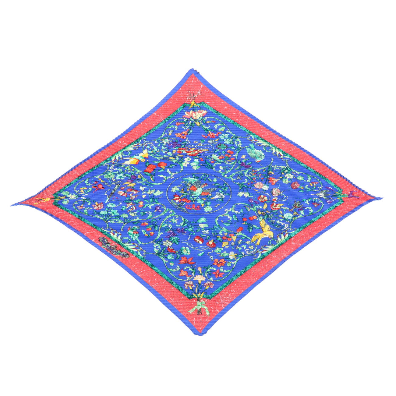 HERMES Pleated Carre90 Silk100% Scarf PIERRES d' ORIENT et OGGIDENT