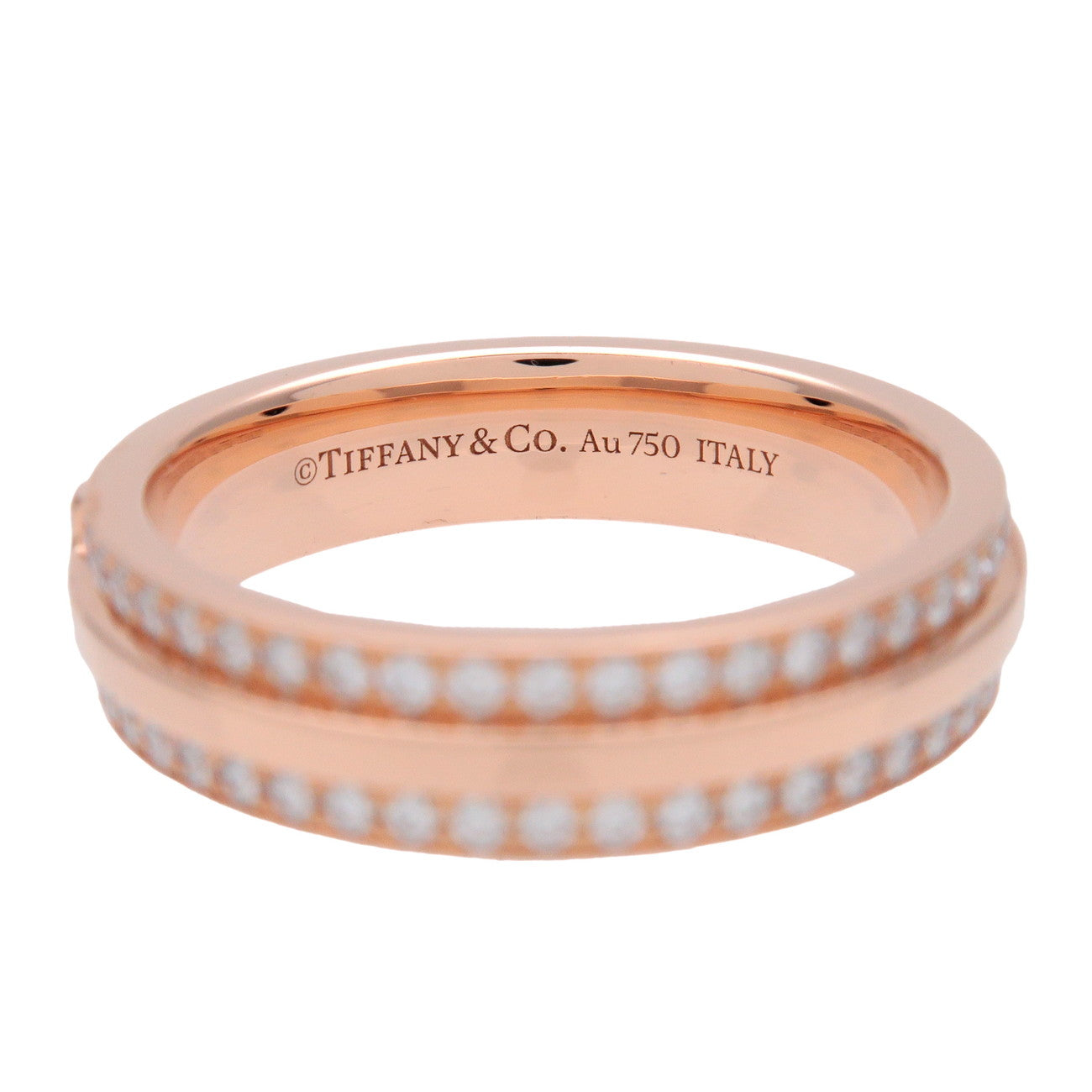 Tiffany & Co T Narrow Full Pave Diamond Ring 750PG Rose Gold US6