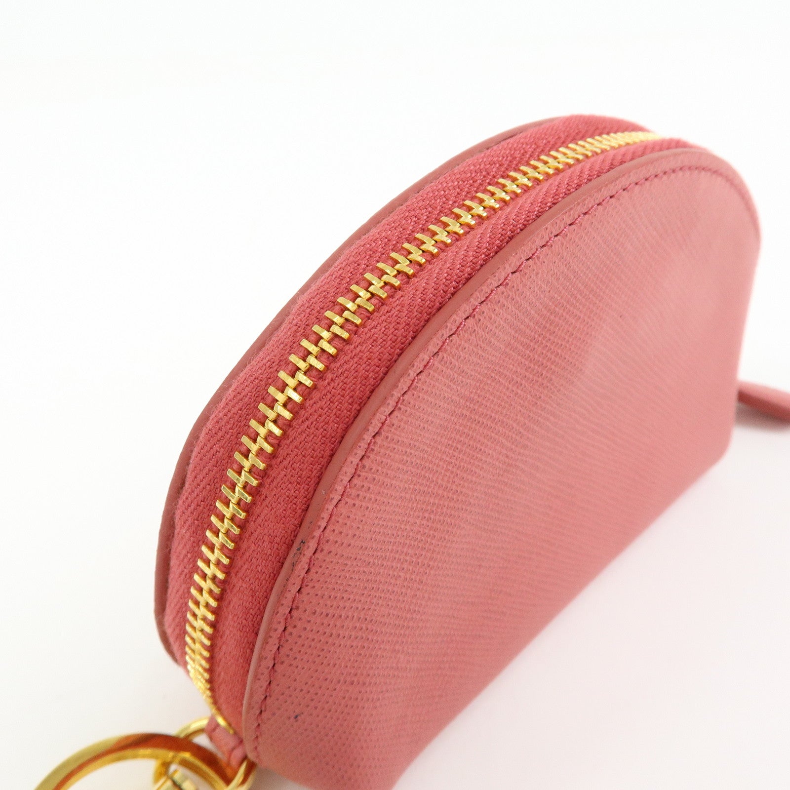 PRADA Saffiano Leather Bag Charm Accessory Pouch Pink 1M1218