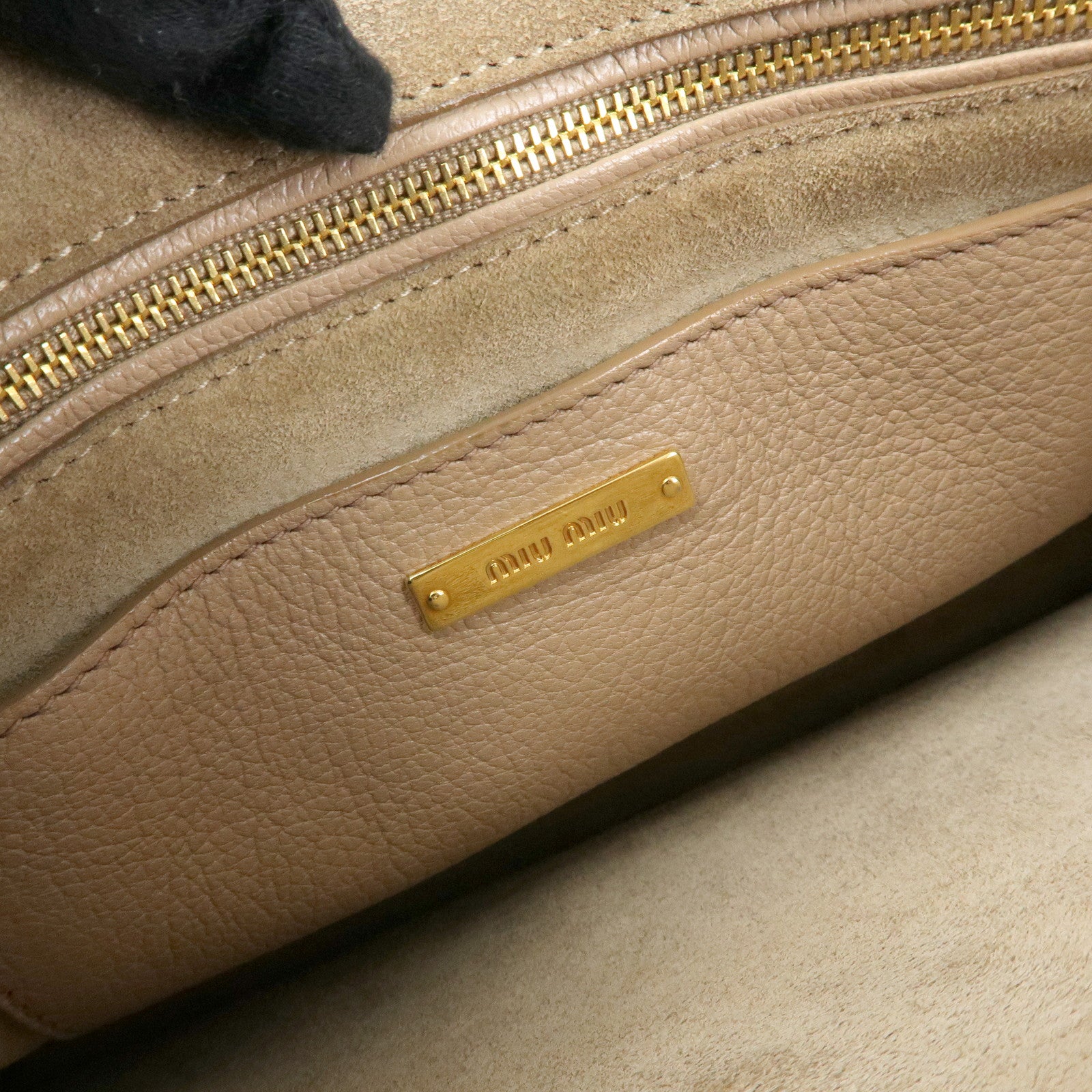 MIU MIU Madras Leather 2Way Bag Hand Bag Shoulder Bag Beige