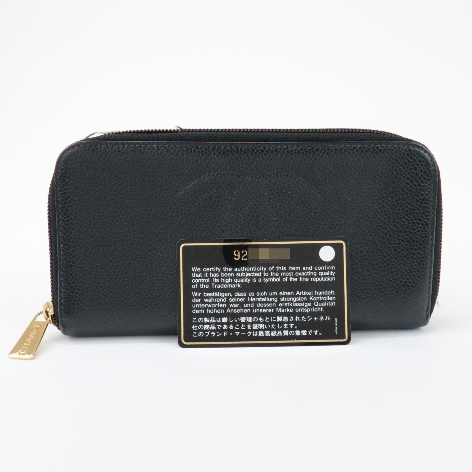 CHANEL COCO Mark Caviarskin Round Zippy Long Wallet Black