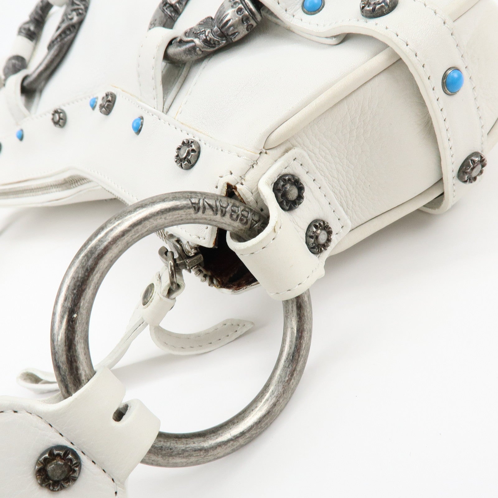 Dolce&Gabbana Leather Hand Bag Shoulder Bag Studs White