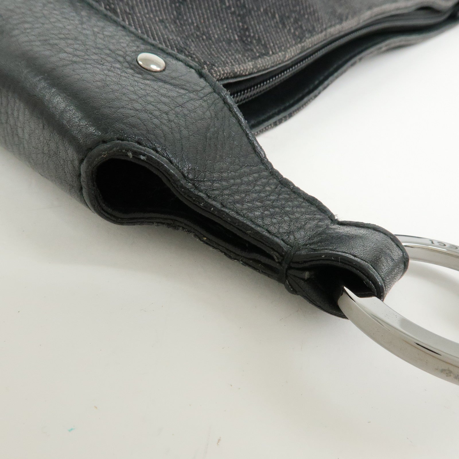 GUCCI GG Canvas Leather Shoulder Bag Hand Bag Black 179777