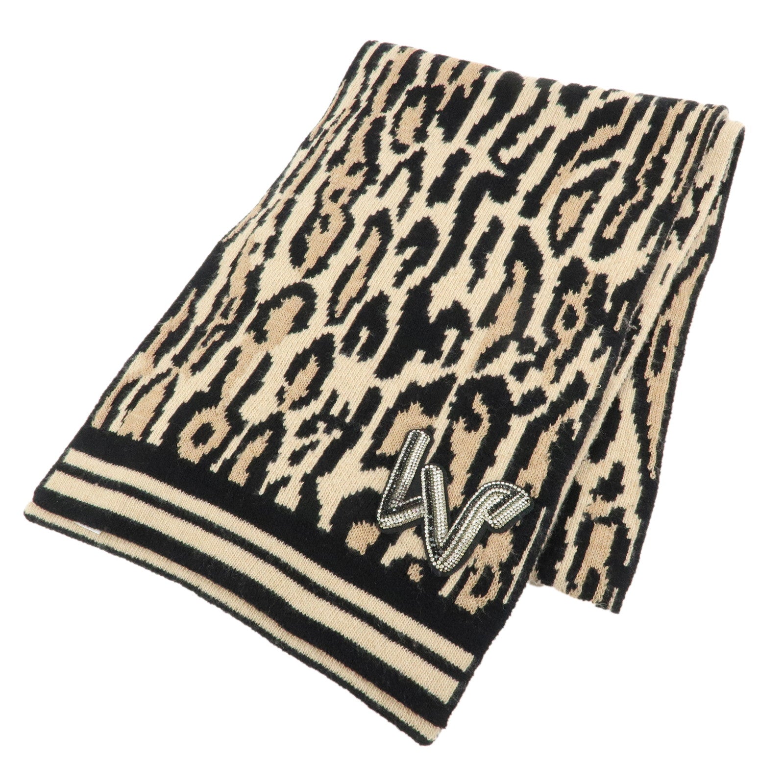 Louis Vuitton Écharpe Léogram Wool Rayon Cashmere Scarf Leoard