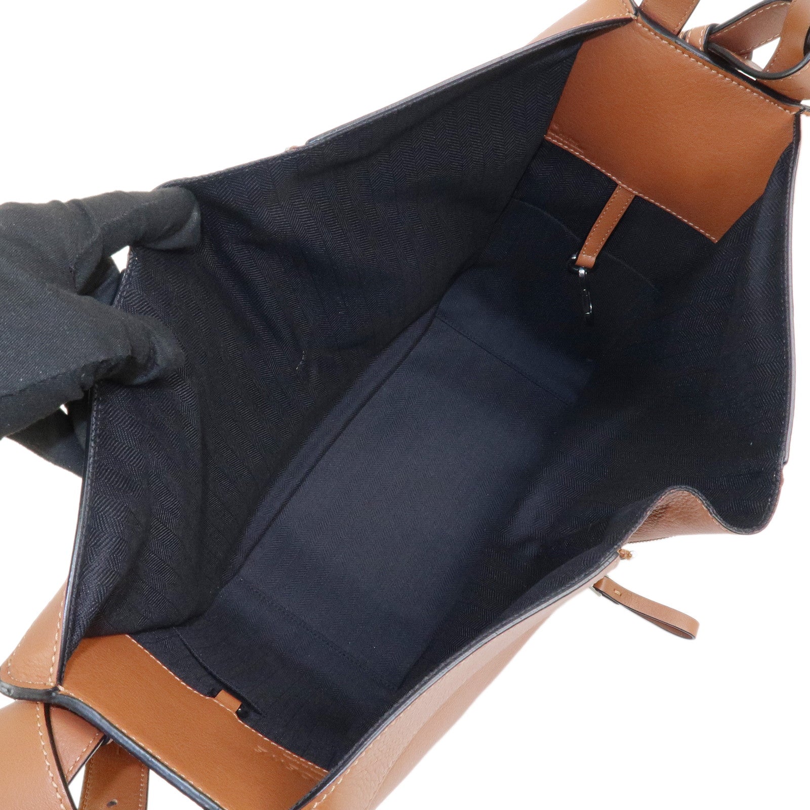 LOEWE Anagram Leather Hammock Small Shoulder Crossbody Bag Brown
