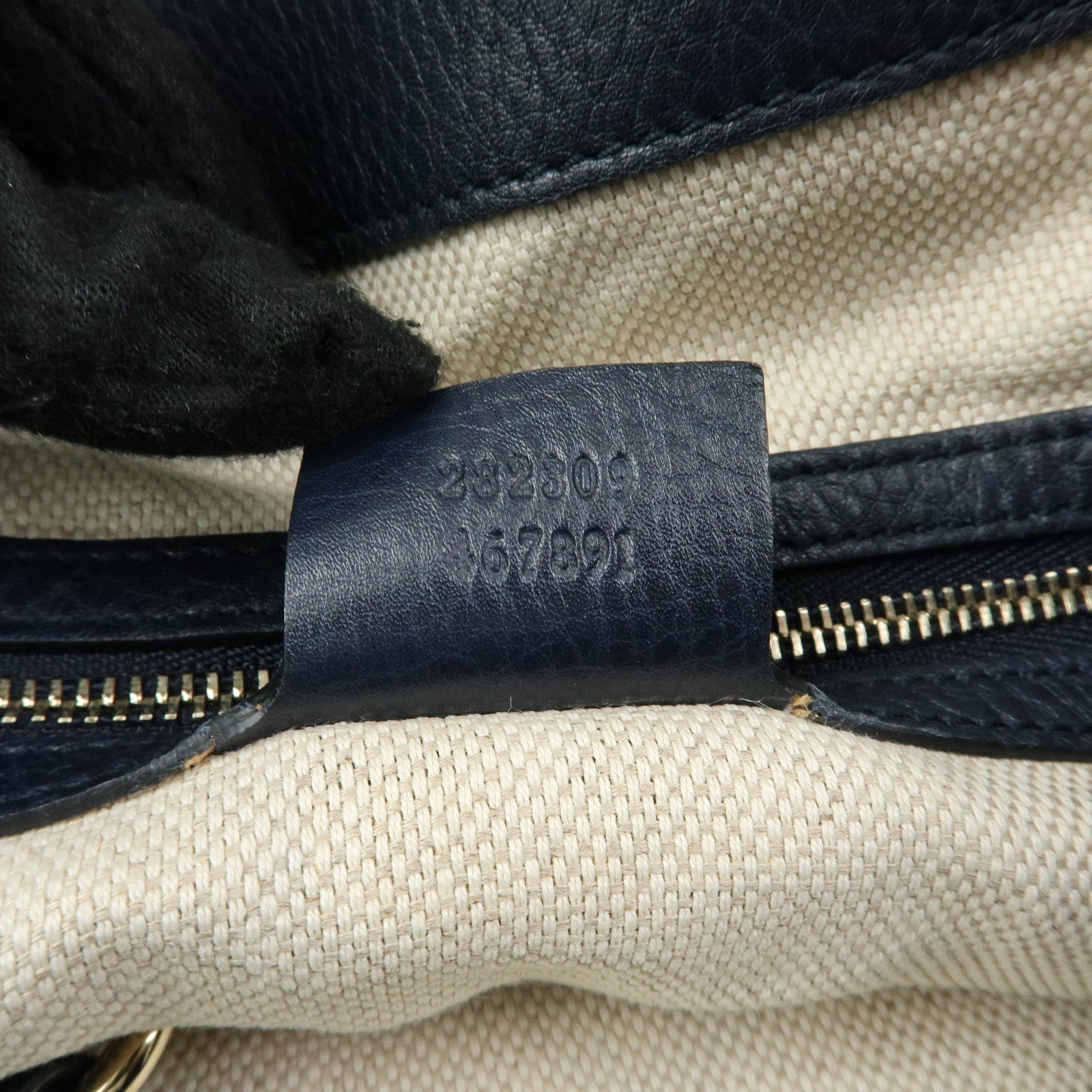 GUCCI SOHO Interlocking G Leather Tote Bag Shoulder Bag Navy 282309