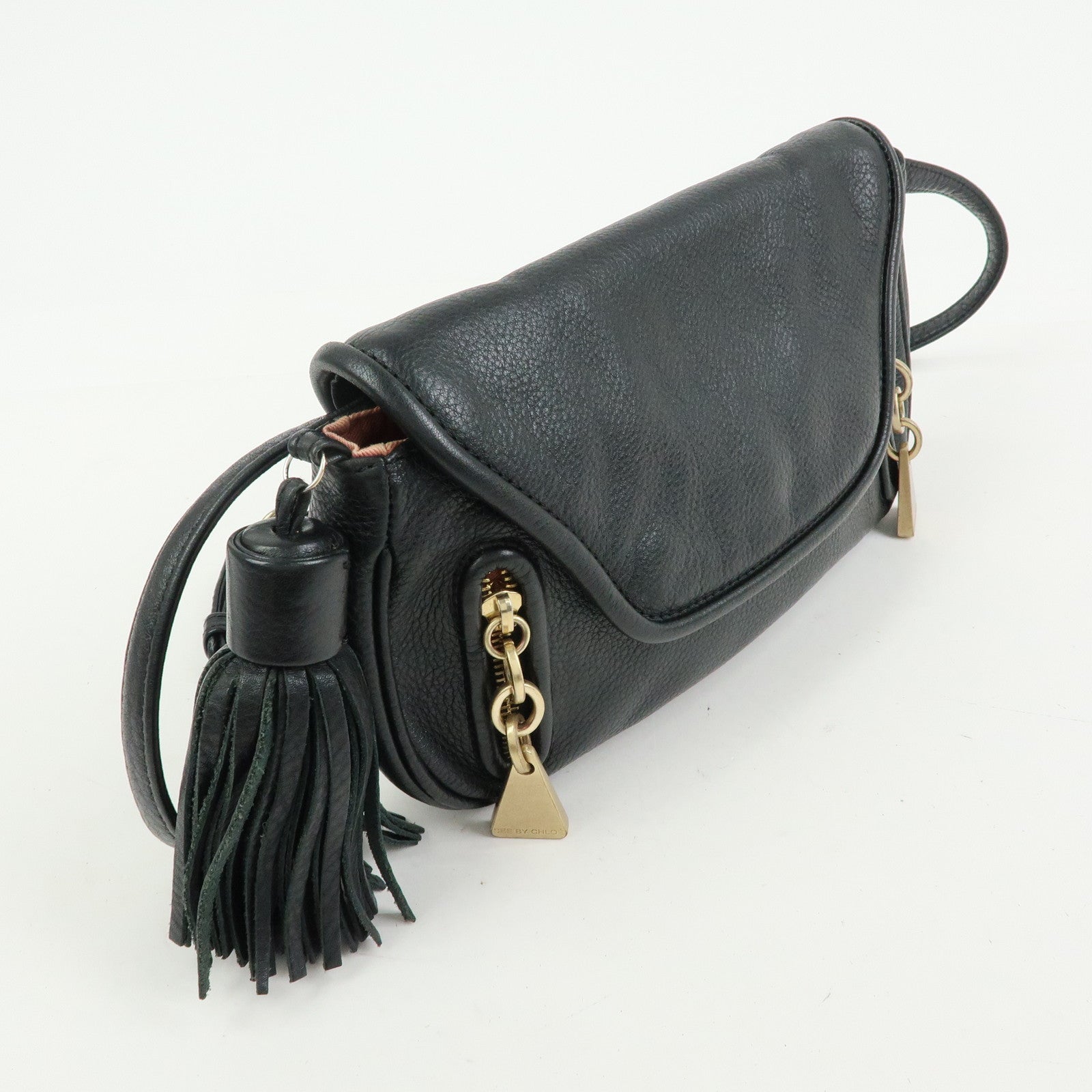 Chloe See By Chloe Leather Shoulder Bag Crossbody Bag Black