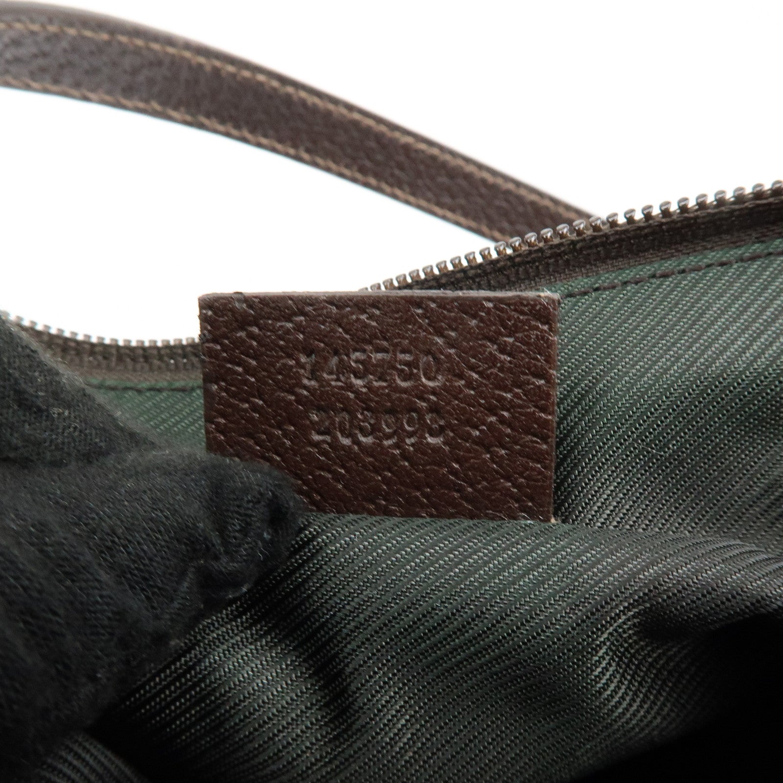 GUCCI Abbey GG Canvas Leather Pouch Hand Bag Beige Brown 145750