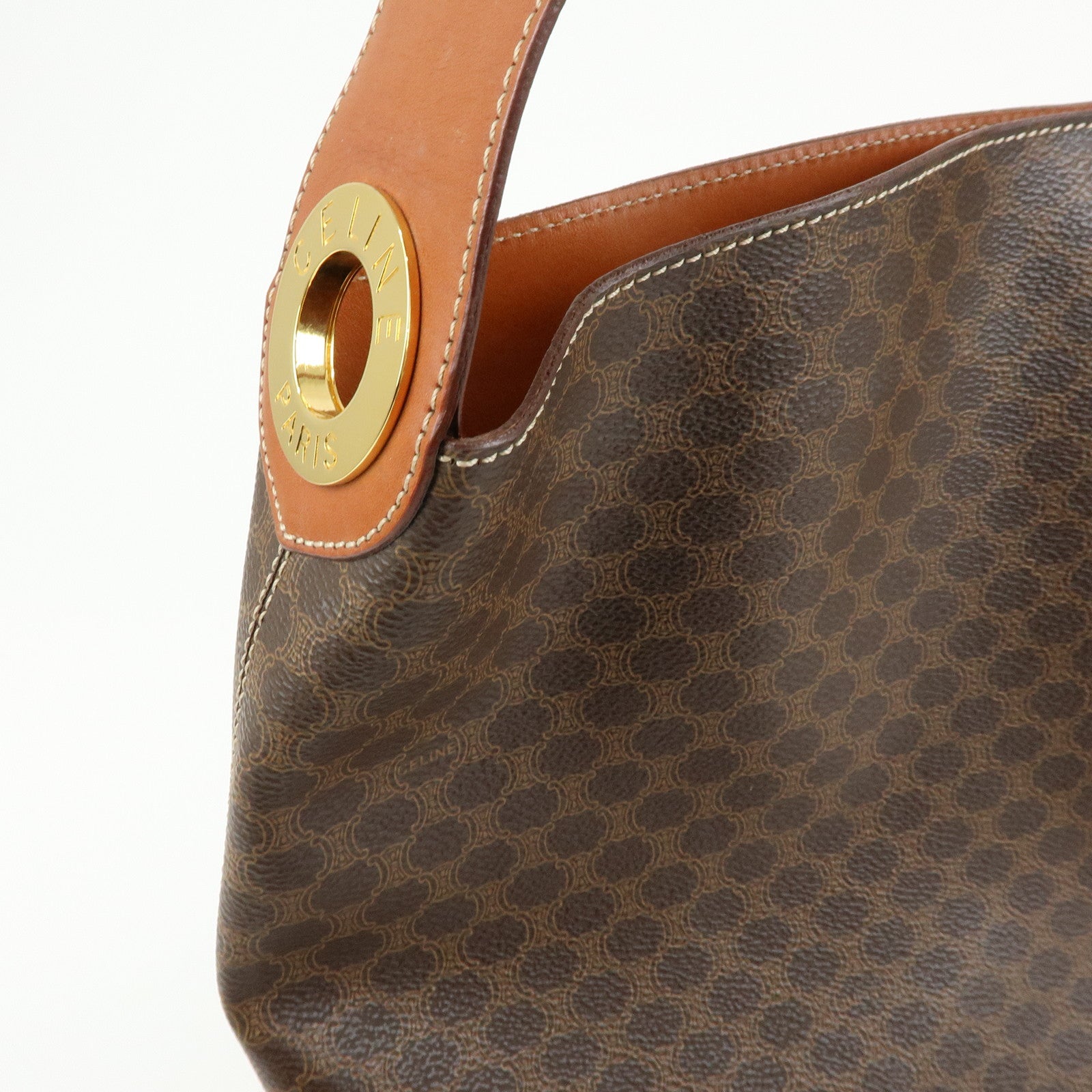 CELINE Macadam PVC Canvas Shoulder Bag Hand Bag Brown