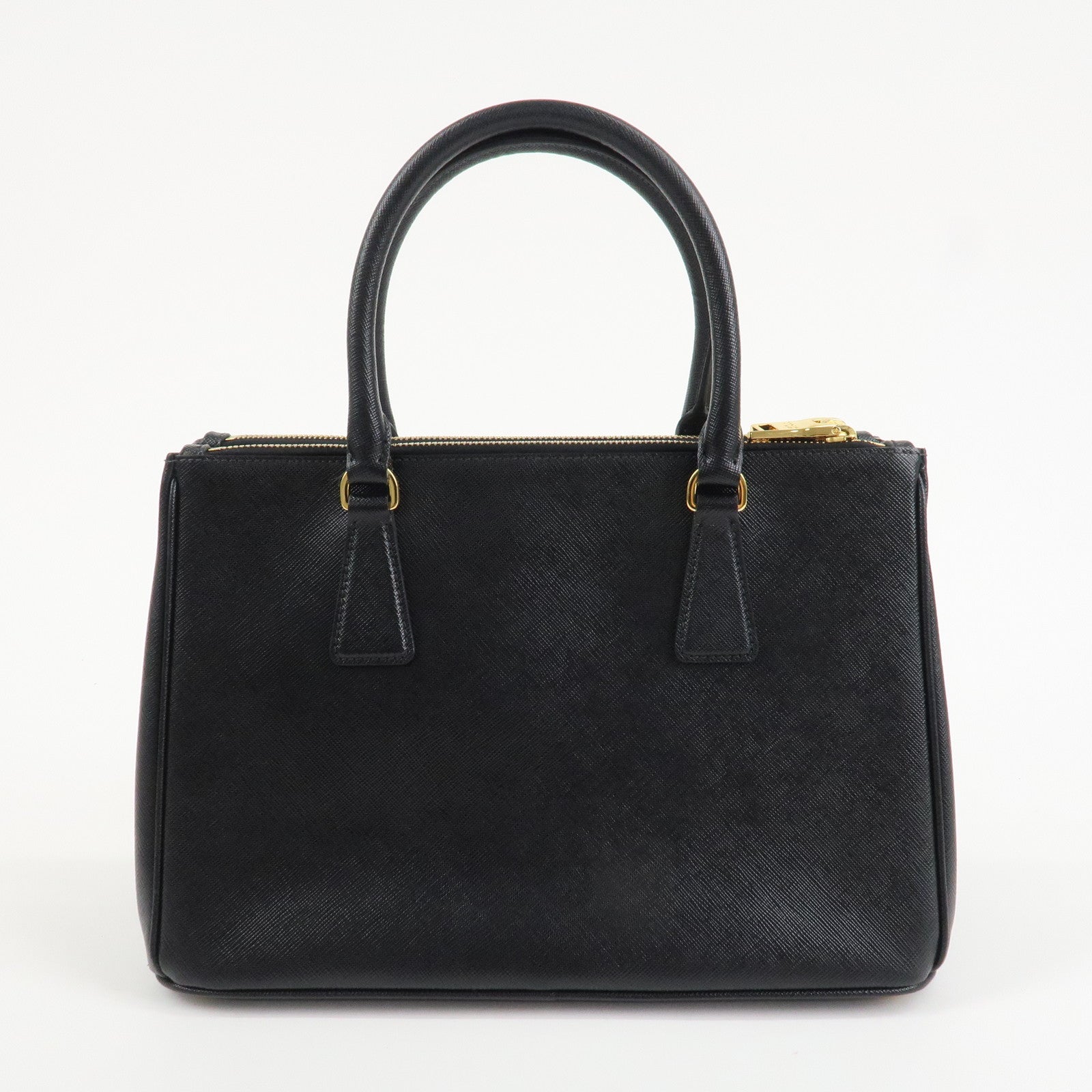 PRADA Triangle Logo Saffiano Leather 2WAY Hand Bag Black BN1801 Used