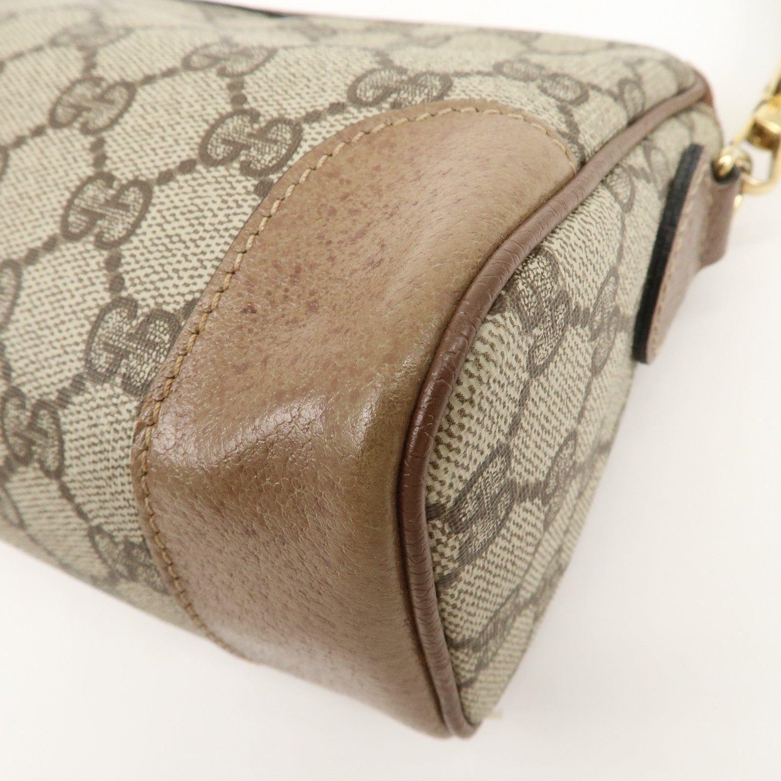 GUCCI Old Gucci GG Plus Leather Shoulder Bag Crossbody Bag Beige Brown Used