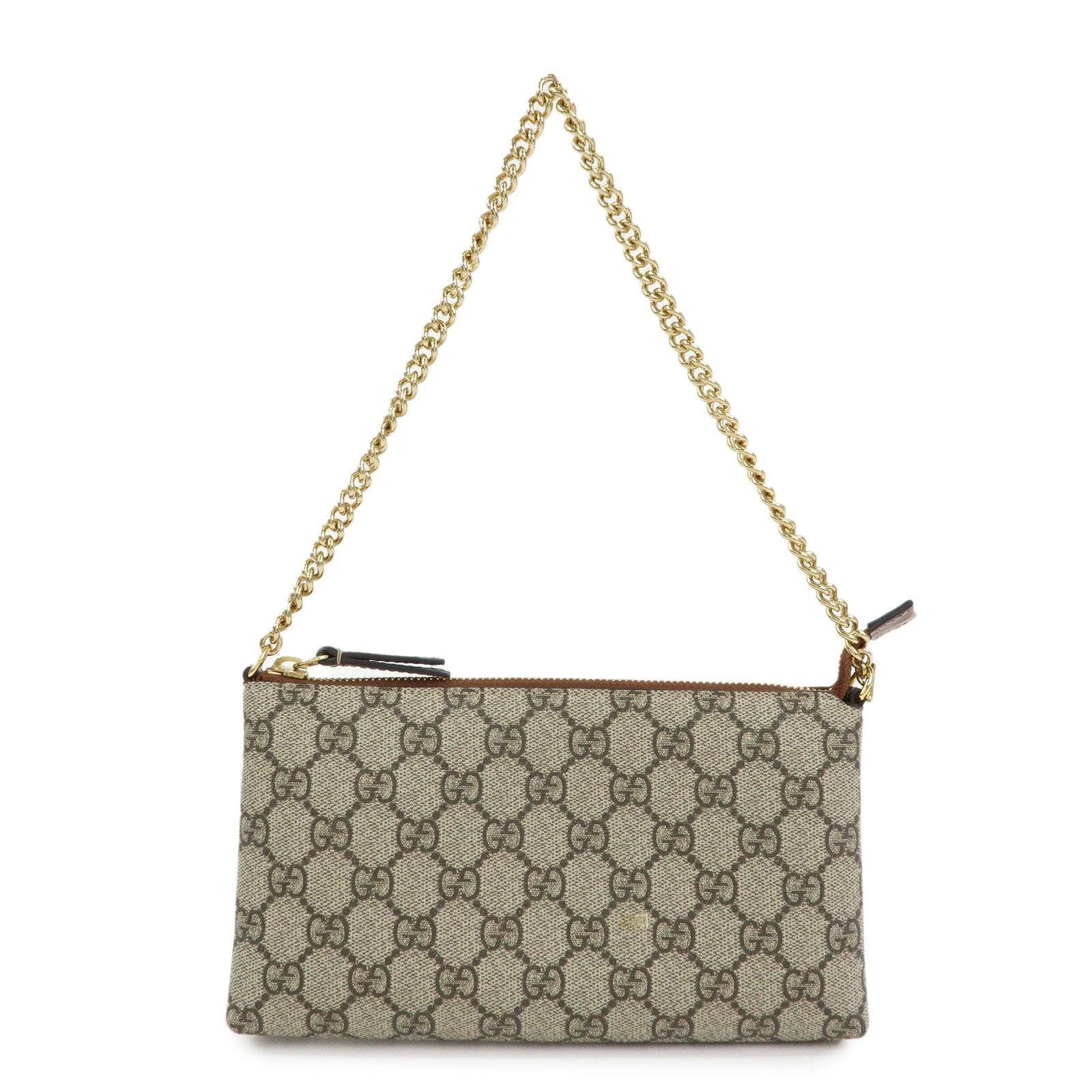 GUCCI Guccissima GG Supreme Leather Chain Shoulder Bag Beige 428449